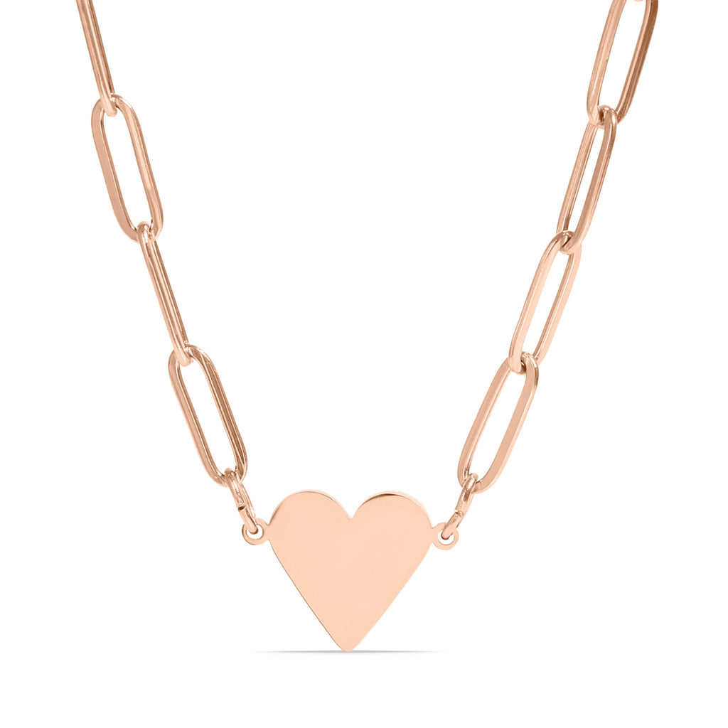 Gold Paperclip Necklace – 18 Inch Chain | Stainless Steel Heart Pendant - Necklaces | Sunflower Soul Boutique