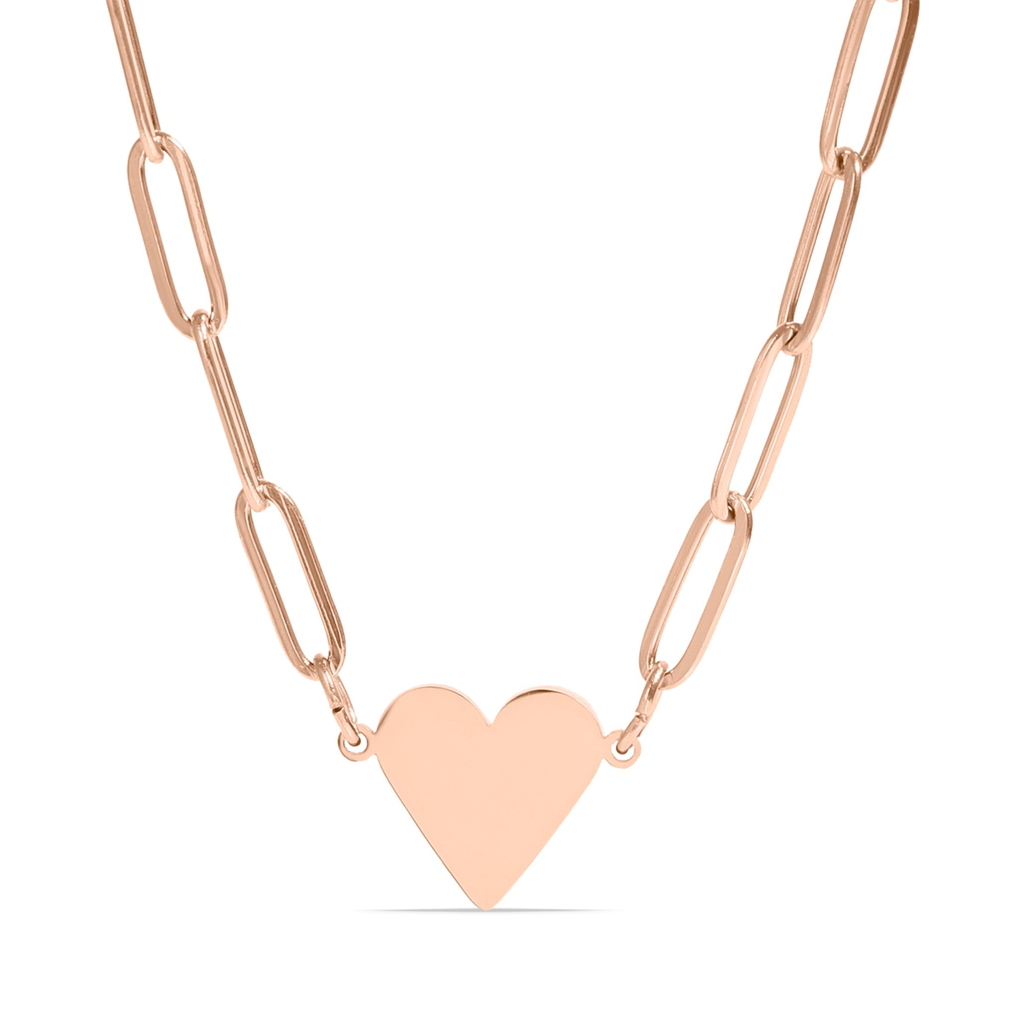 Gold Paperclip Necklace – 18 Inch Chain | Stainless Steel Heart Pendant - Necklaces | Sunflower Soul Boutique