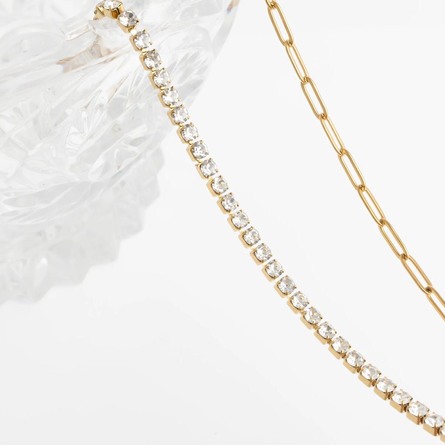 Gold Paperclip Necklace – 18K Gold Plated Stainless Steel Tennis Chain Split Design - Necklaces | Sunflower Soul Boutique