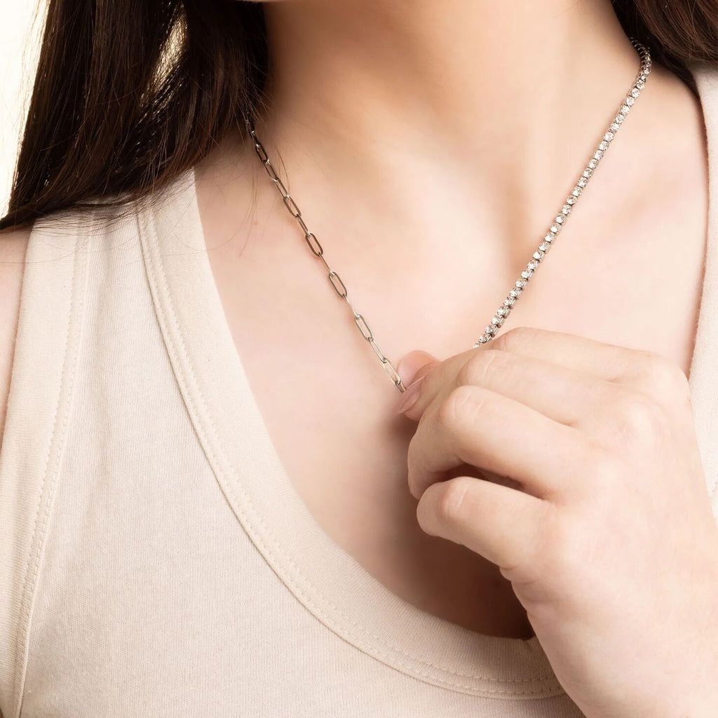 Gold Paperclip Necklace – 18K Gold Plated Stainless Steel Tennis Chain Split Design - Necklaces | Sunflower Soul Boutique