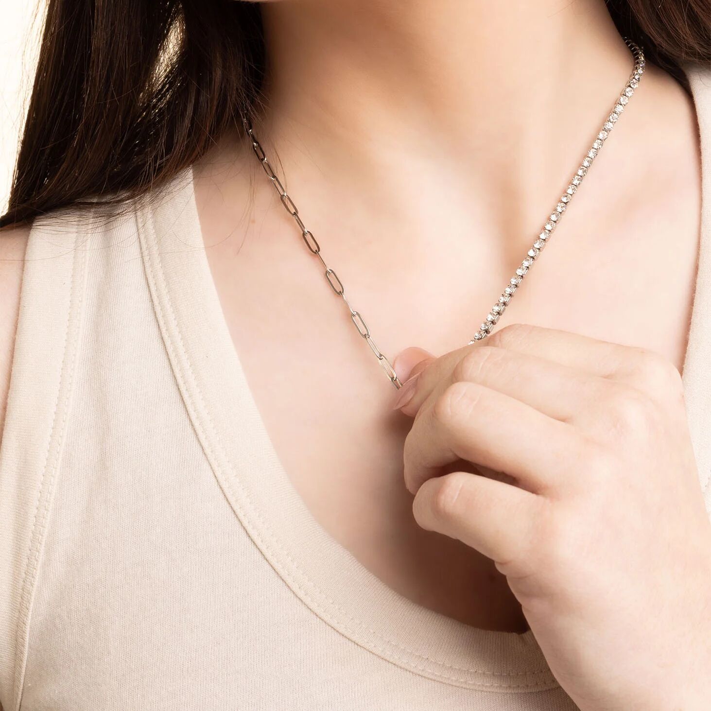 Gold Paperclip Necklace – 18K Gold Plated Stainless Steel Tennis Chain Split Design - Necklaces | Sunflower Soul Boutique