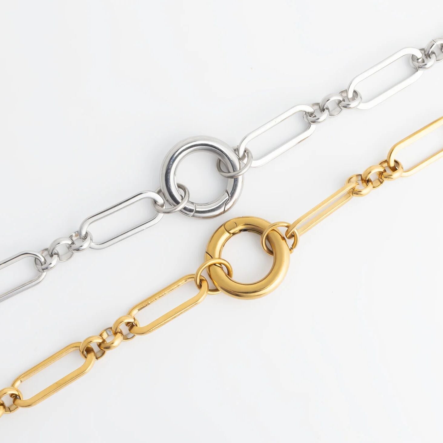 Gold Paperclip Necklace – 18K Gold Stainless Steel Long Charm Holder Chain - Necklaces | Sunflower Soul Boutique