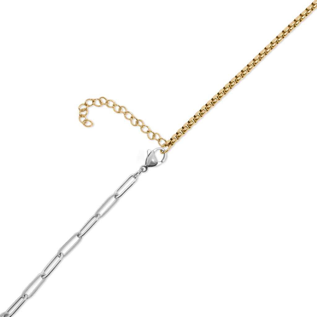 Gold Paperclip Necklace – Mixed Metal Double Chain With Carabiner Clasp - Charm holder | Sunflower Soul Boutique