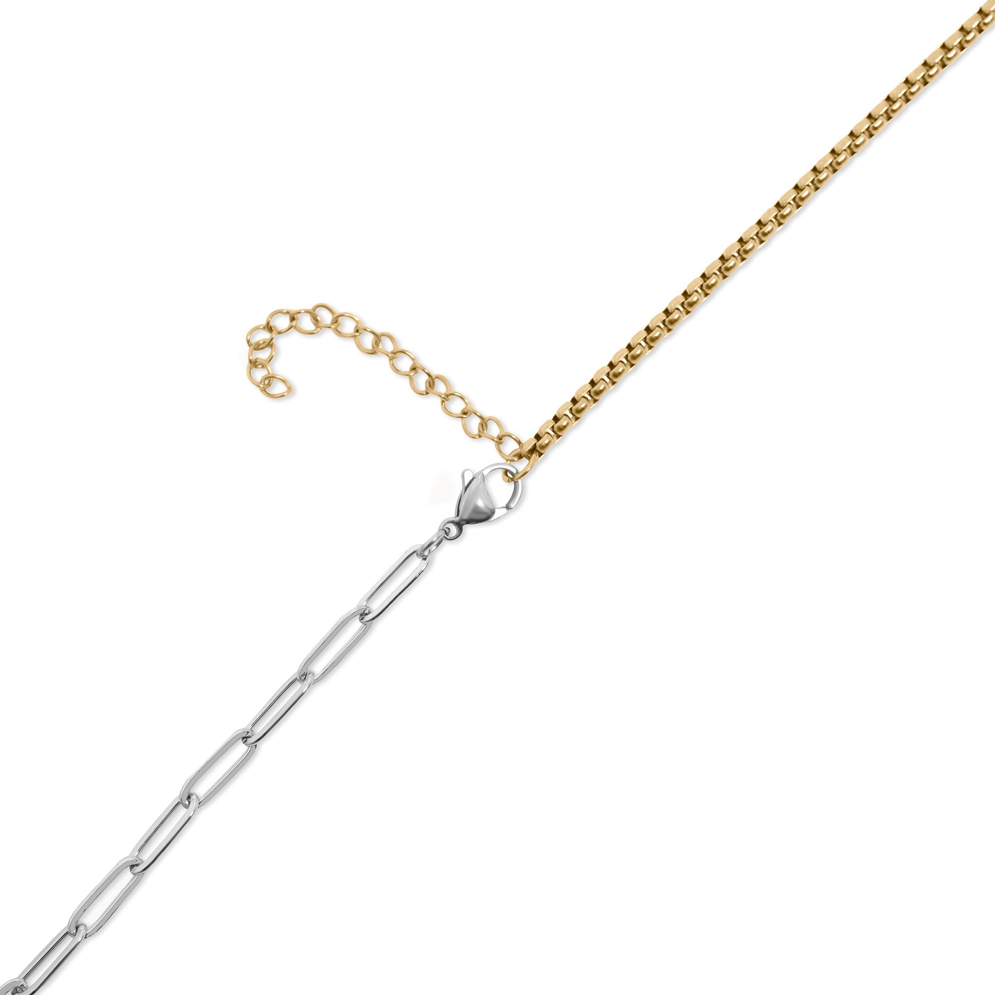 Gold Paperclip Necklace – Mixed Metal Double Chain With Carabiner Clasp - Charm holder | Sunflower Soul Boutique