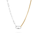 Gold Paperclip Necklace – Mixed Metal Double Chain With Carabiner Clasp - Charm holder | Sunflower Soul Boutique
