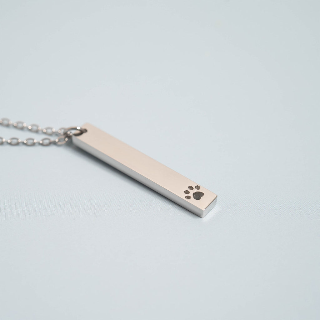 Paw Print Cutout Vertical Blank Bar Necklace