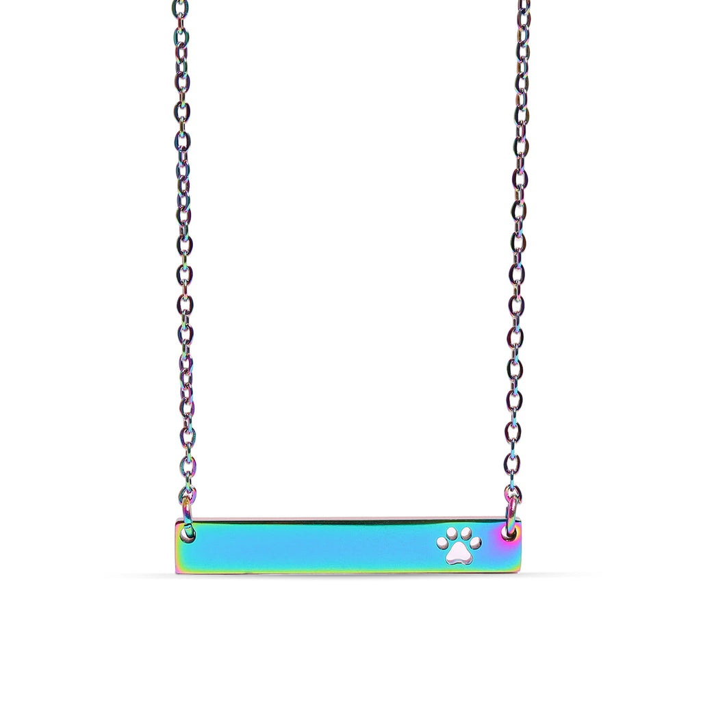 Gold Paw Print Necklace – Engraving Blank Bar Pendant | Hypoallergenic Stainless Steel Jewelry - Necklaces | Sunflower Soul Boutique