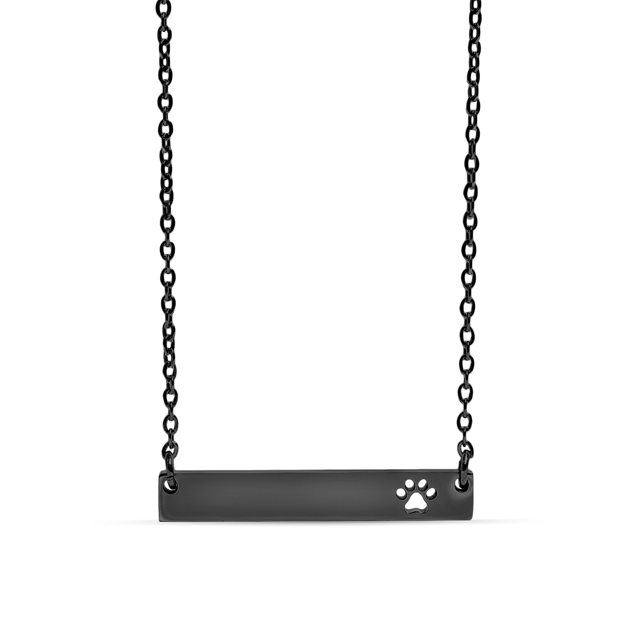 Gold Paw Print Necklace – Engraving Blank Bar Pendant | Hypoallergenic Stainless Steel Jewelry - Necklaces | Sunflower Soul Boutique