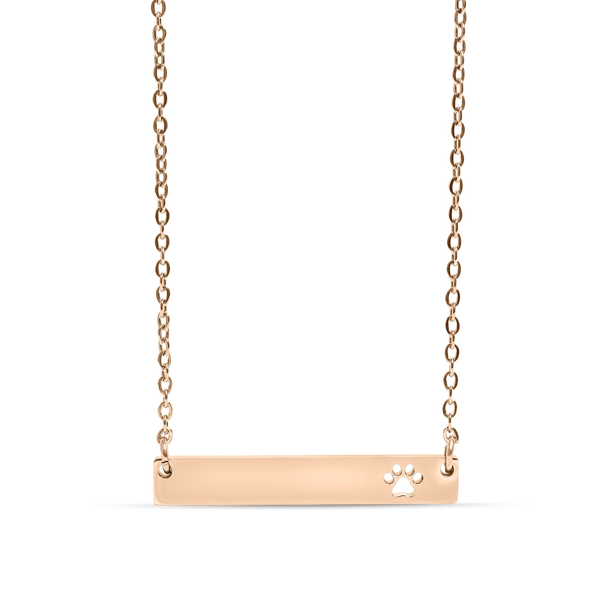 Gold Paw Print Necklace – Engraving Blank Bar Pendant | Hypoallergenic Stainless Steel Jewelry - Necklaces | Sunflower Soul Boutique