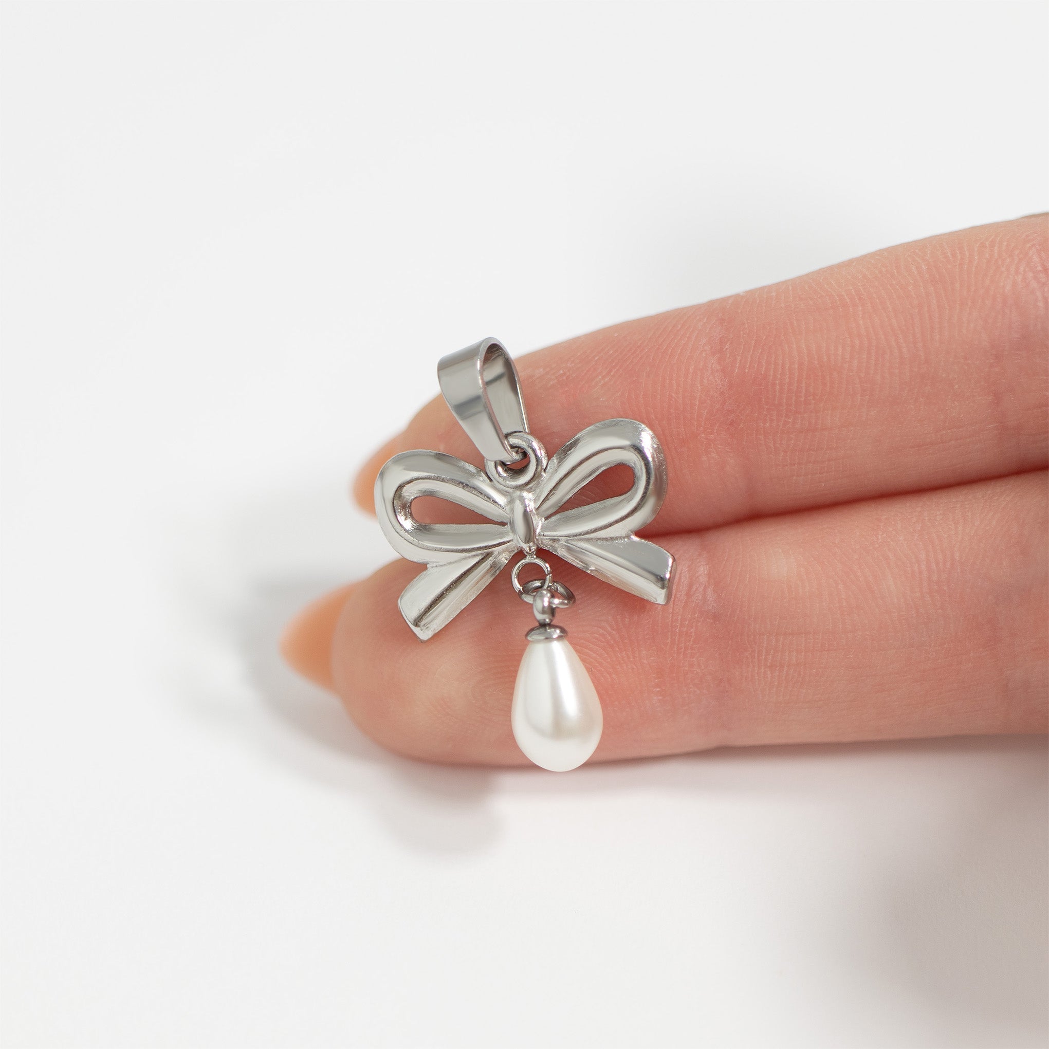 Gold Pearl Bow Charm – 18K Gold Pendant | Hypoallergenic Stainless Steel Charm - charm | Sunflower Soul Boutique