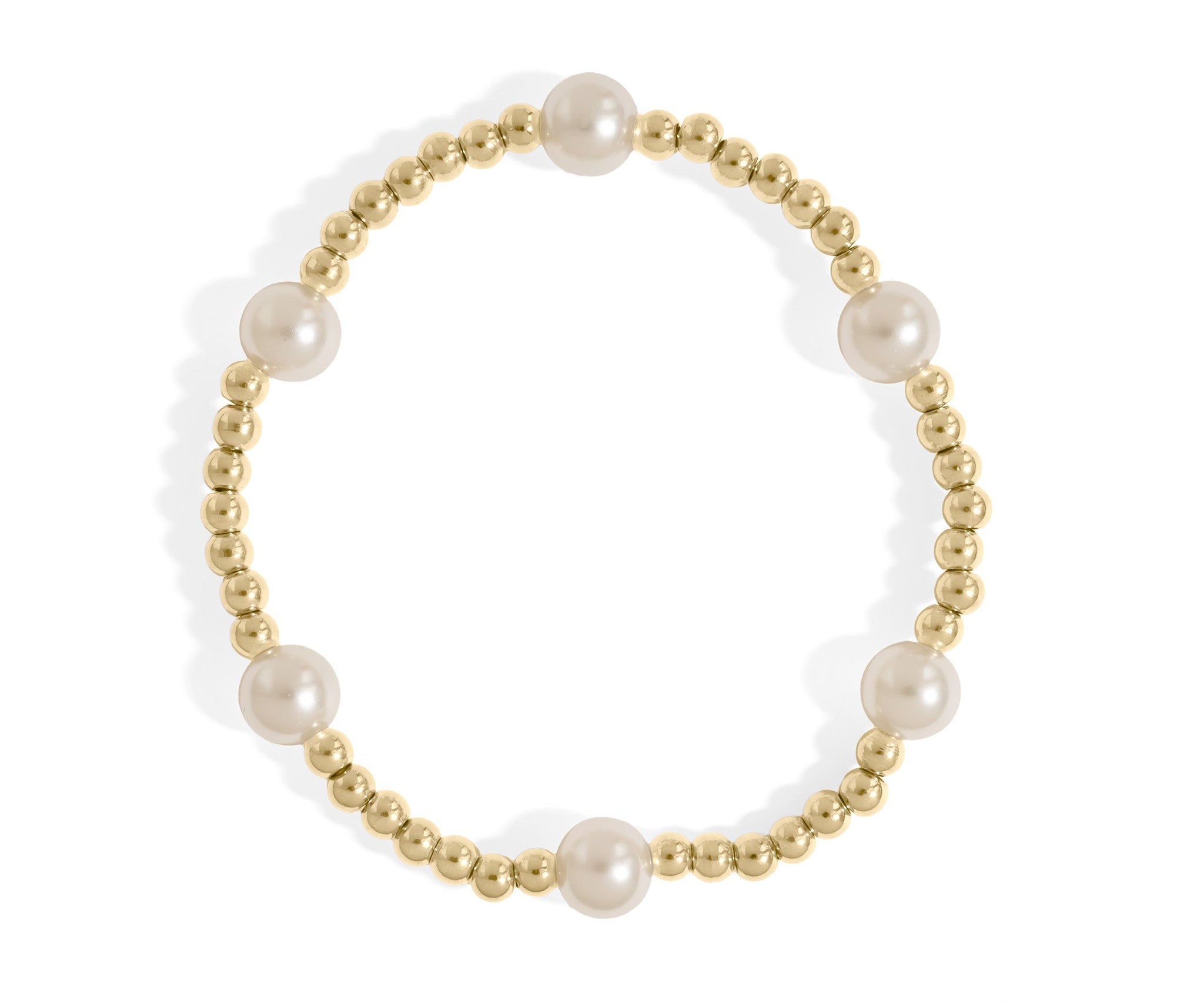 Gold Pearl Bracelet – 8mm Stretch Adjustable Fine Jewelry Accessory - Bracelets | Sunflower Soul Boutique