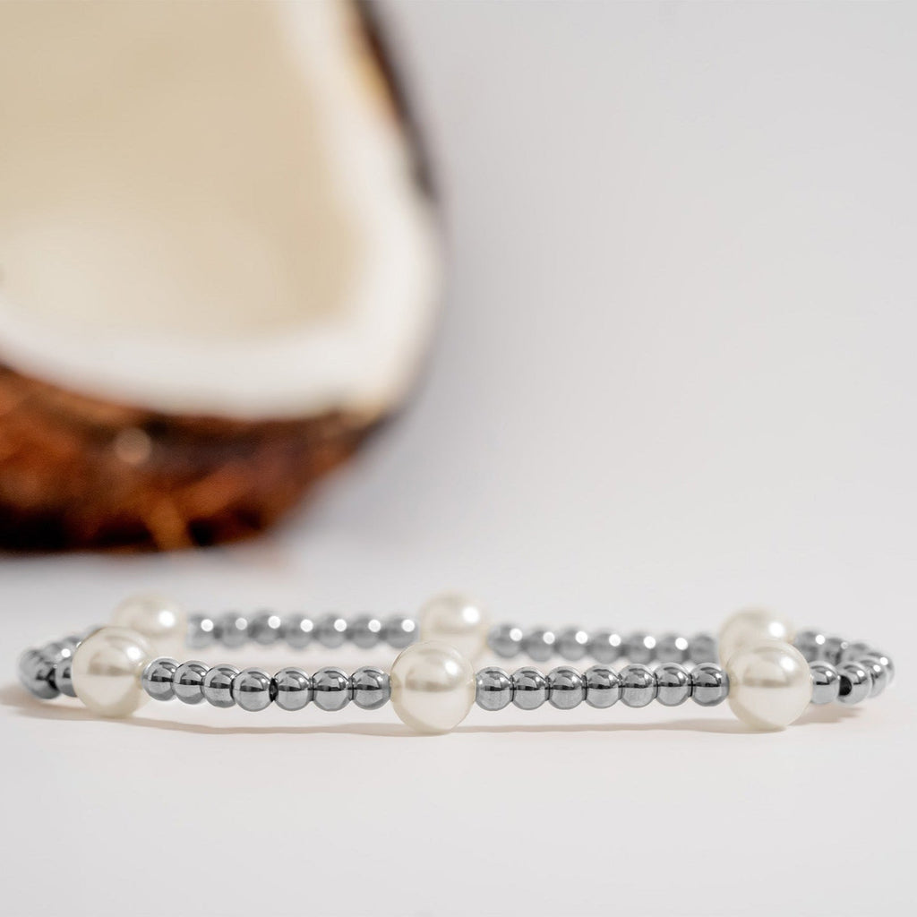 Gold Pearl Bracelet – 8mm Stretch Adjustable Fine Jewelry Accessory - Bracelets | Sunflower Soul Boutique