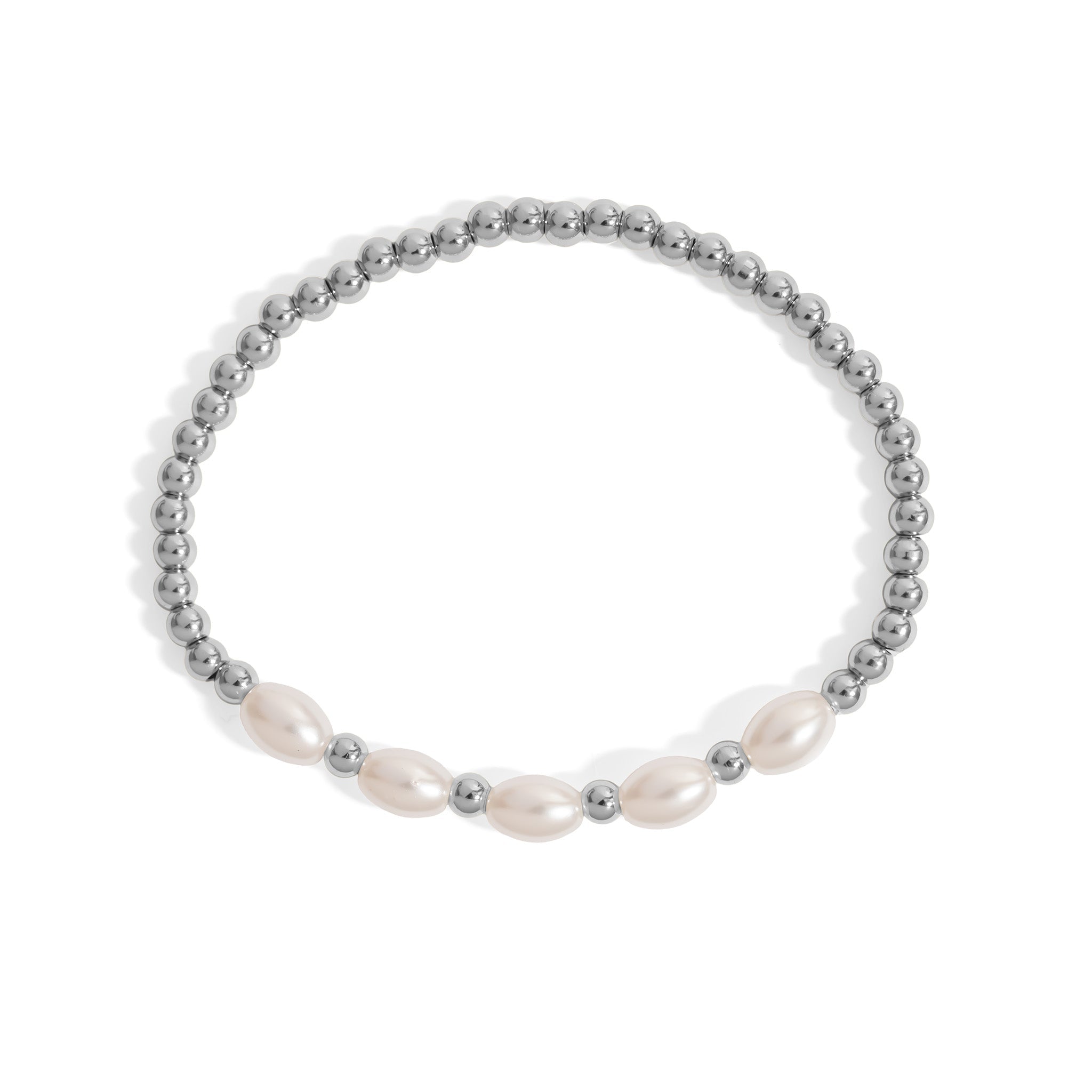 Gold Pearl Bracelet – Stretch Beaded Bracelet With 18K Gold PVD Coating - Bracelets | Sunflower Soul Boutique