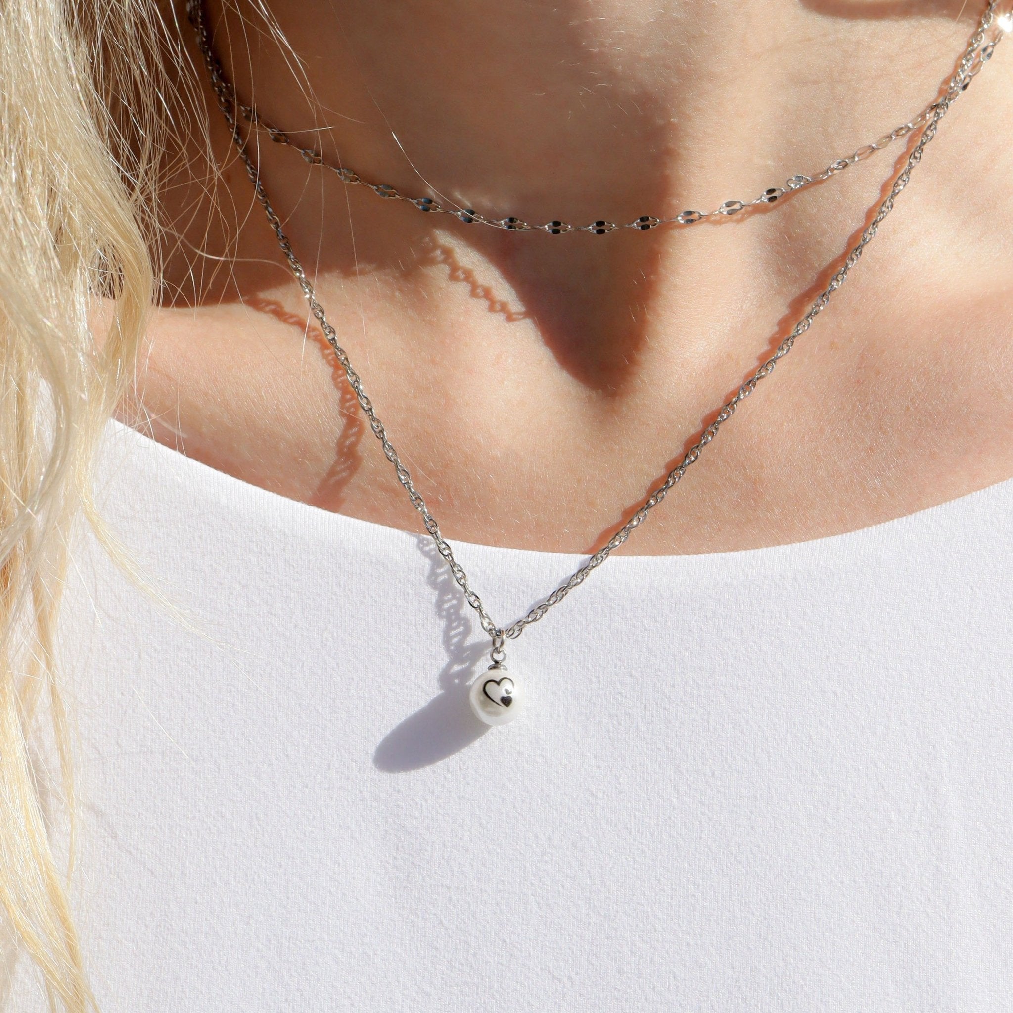 Gold Pearl Charm – 8mm Stainless Steel Charm with Triple Heart Design - charm | Sunflower Soul Boutique