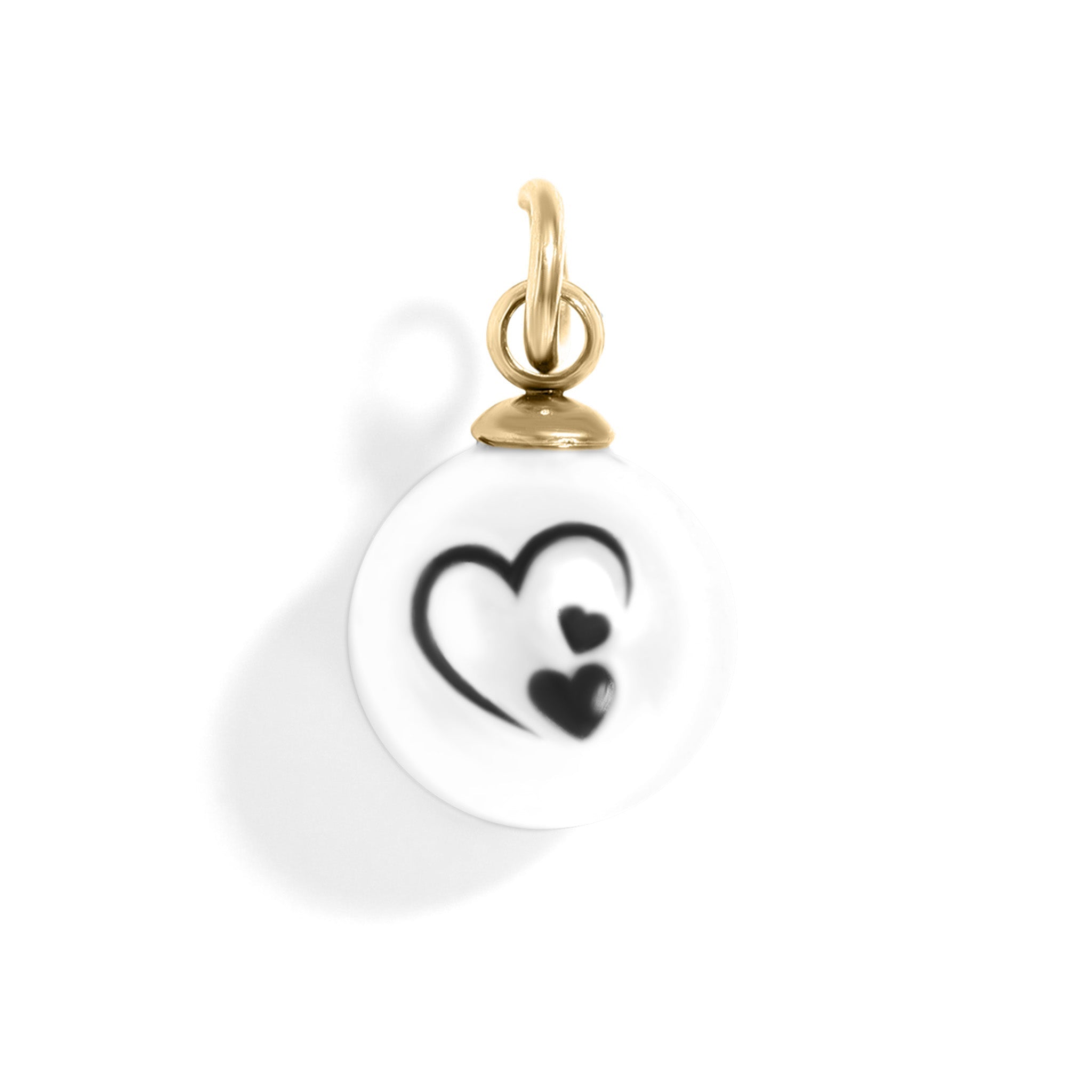 Gold Pearl Charm – 8mm Stainless Steel Charm with Triple Heart Design - charm | Sunflower Soul Boutique