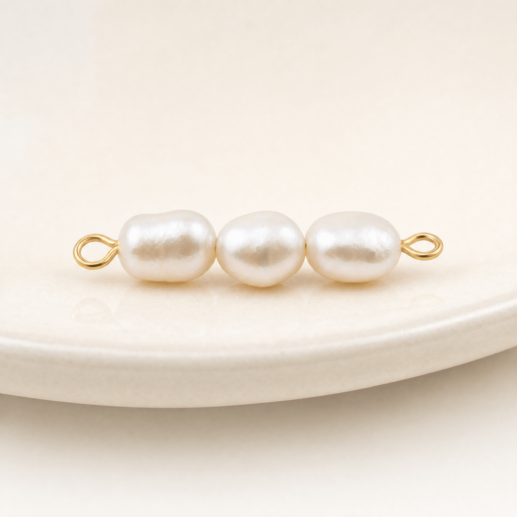 Gold Pearl Connector Charm – 18K Gold PVD Triple Freshwater Pearl Jewelry - Charms | Sunflower Soul Boutique