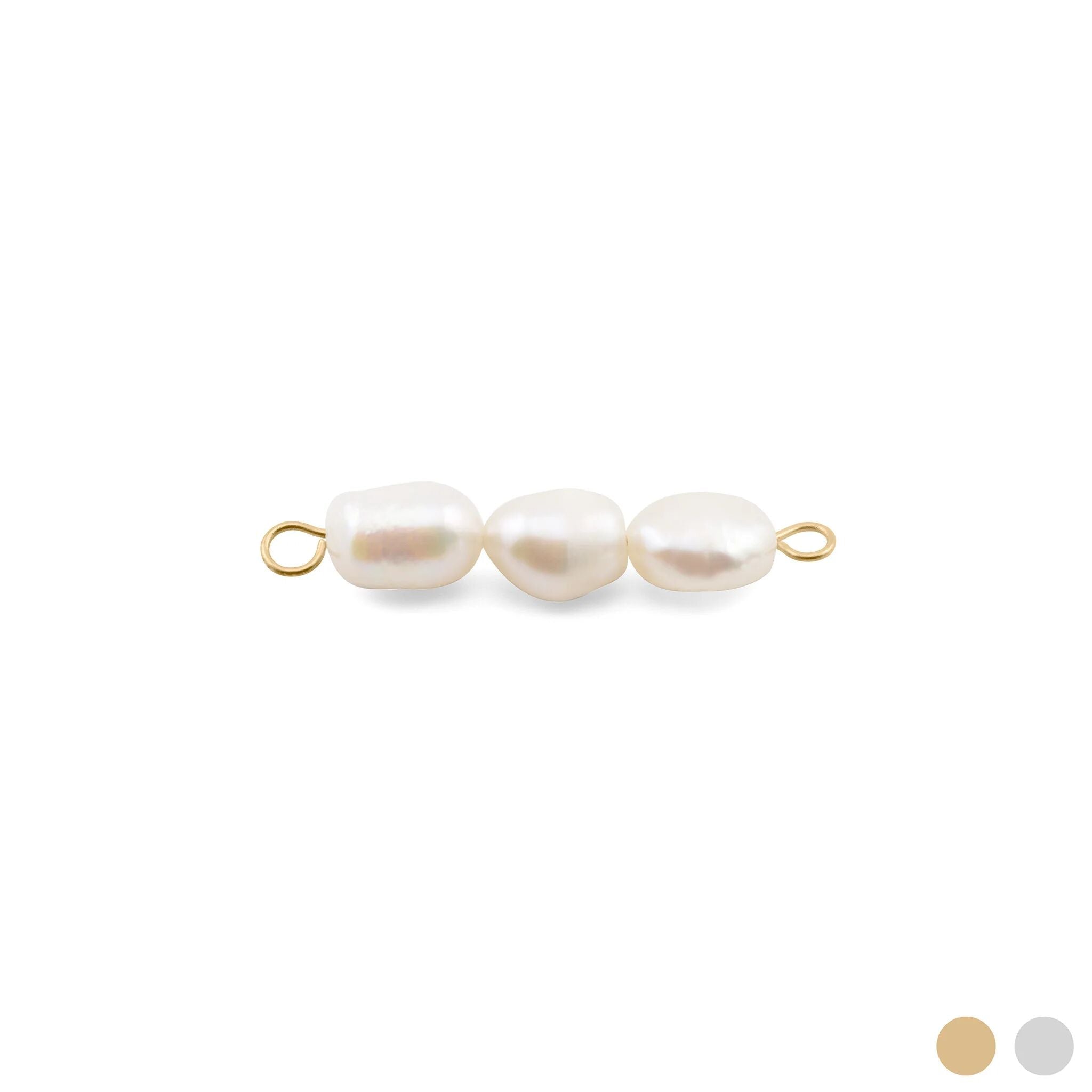 Gold Pearl Connector Charm – 18K Gold PVD Triple Freshwater Pearl Jewelry - Charms | Sunflower Soul Boutique