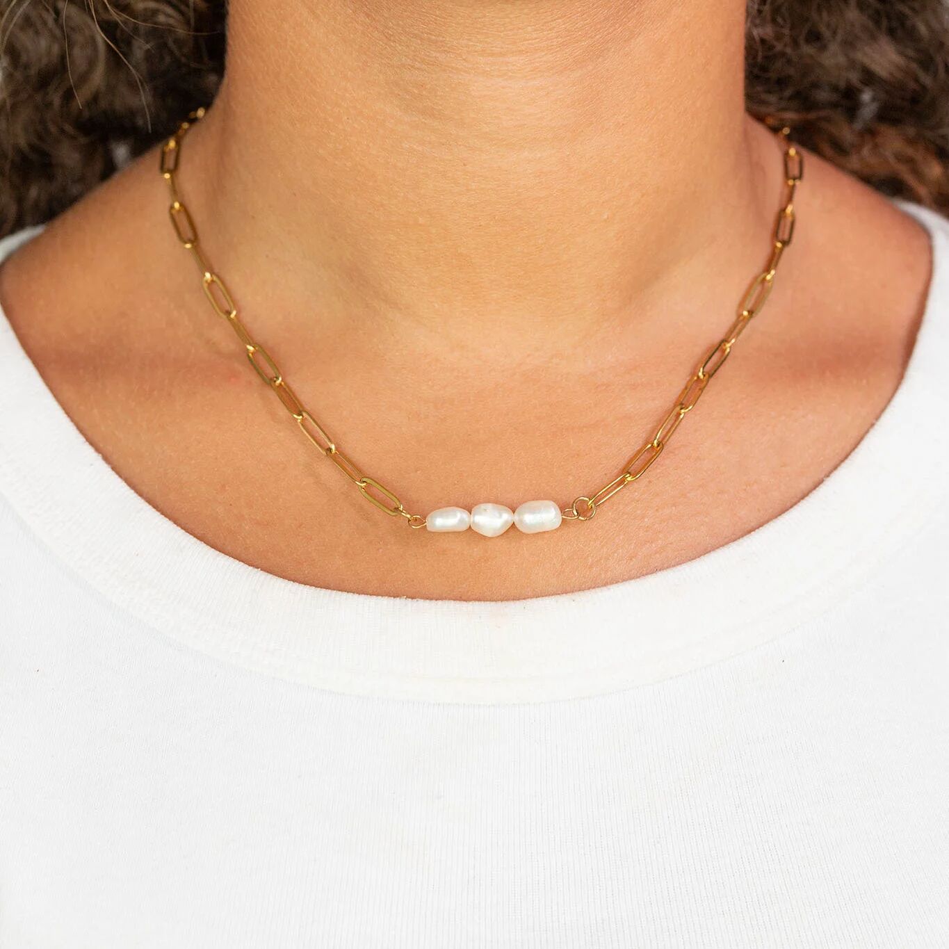 Gold Pearl Connector Charm – 18K Gold PVD Triple Freshwater Pearl Jewelry - Charms | Sunflower Soul Boutique