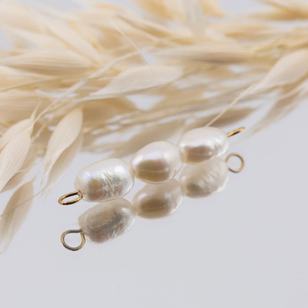 Gold Pearl Connector Charm – 18K Gold PVD Triple Freshwater Pearl Jewelry - Charms | Sunflower Soul Boutique