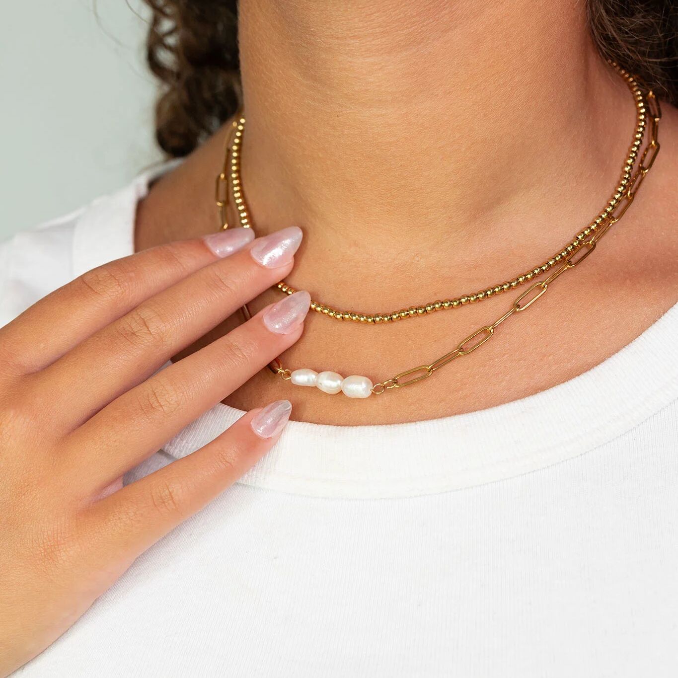 Gold Pearl Connector Charm – 18K Gold PVD Triple Freshwater Pearl Jewelry - Charms | Sunflower Soul Boutique
