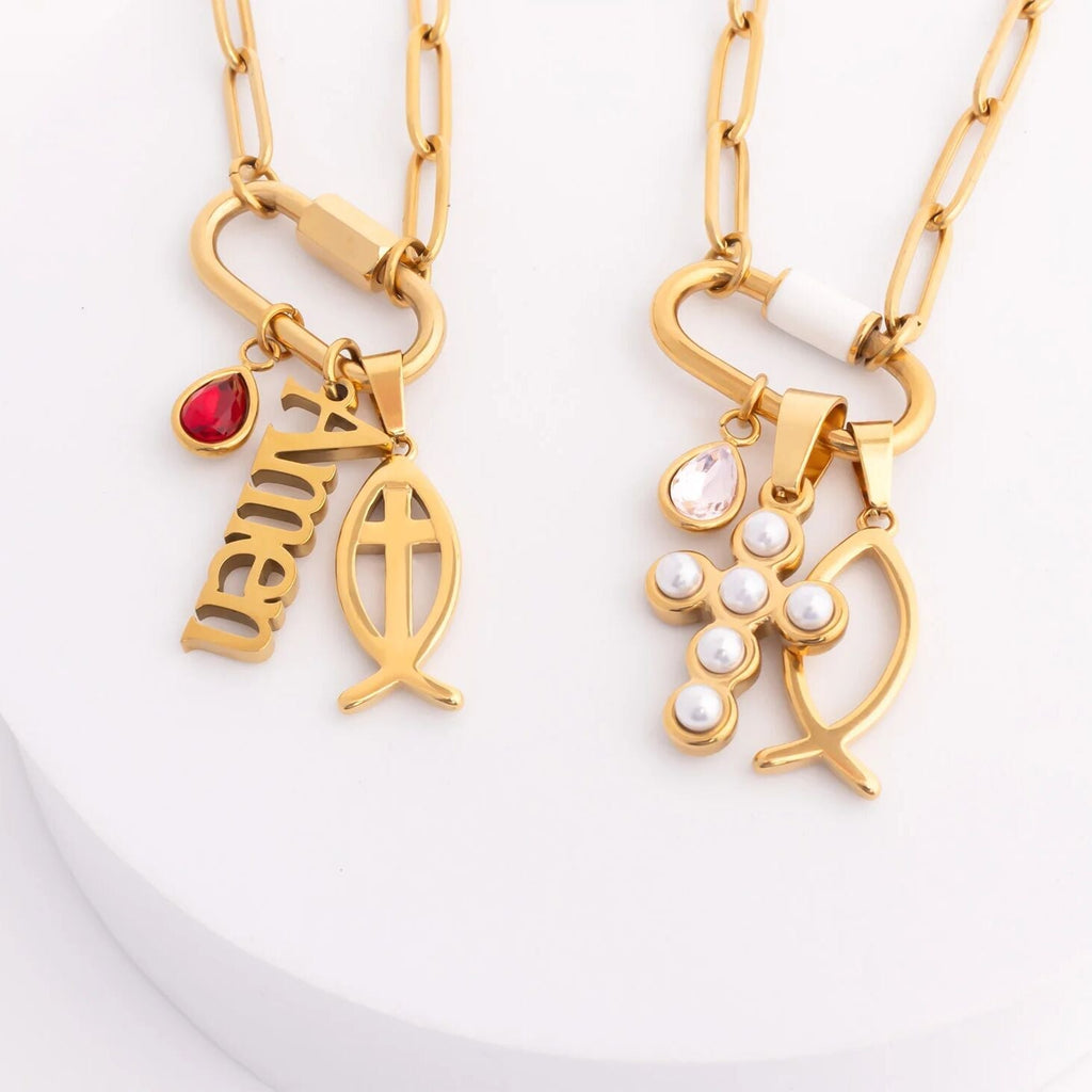 Gold Pearl Cross Charm – 18K Gold PVD Stainless Steel Waterproof Pendant - Charms | Sunflower Soul Boutique