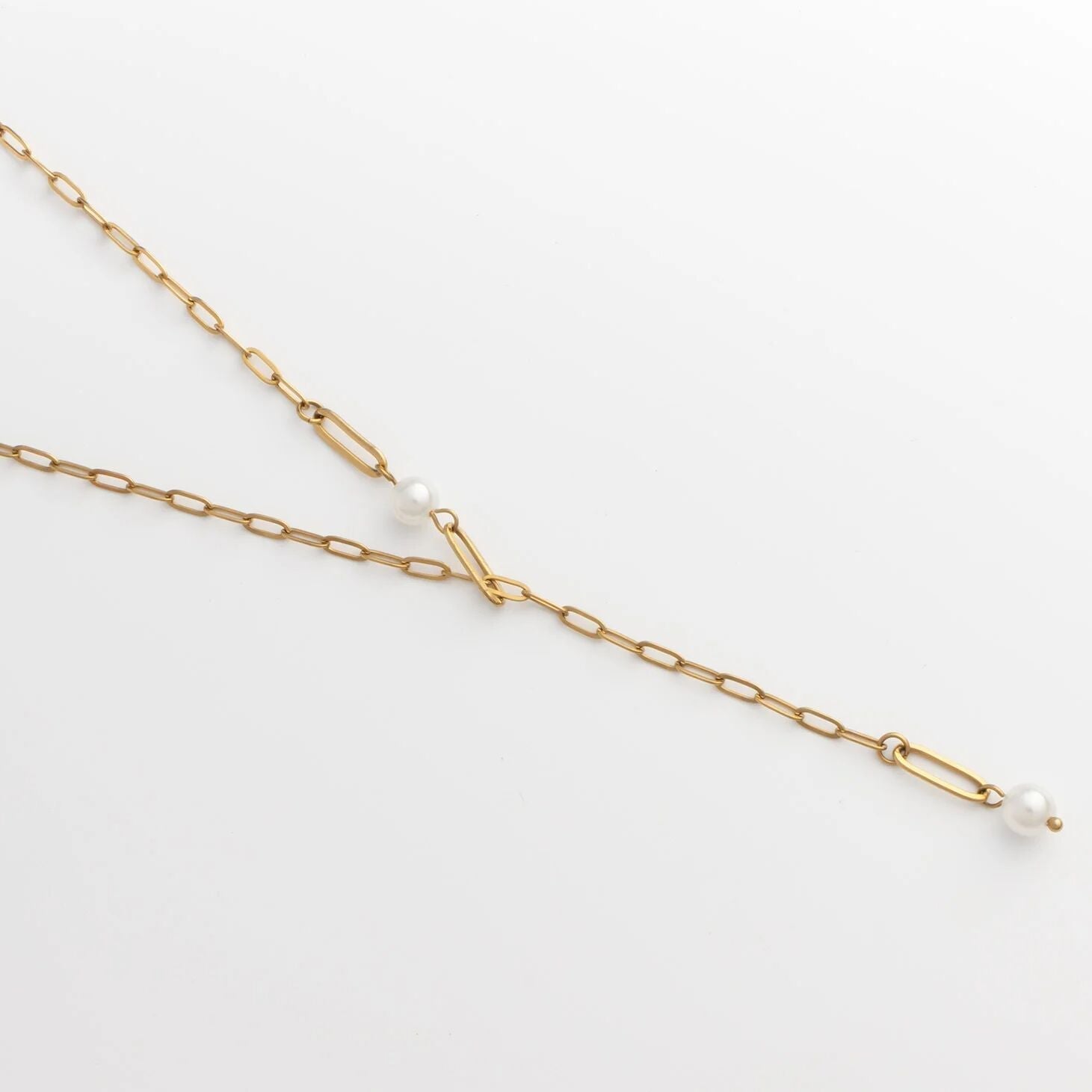 Gold Pearl Necklace – 18K Gold Jewelry Y Chain With Timeless Pendant - Necklaces | Sunflower Soul Boutique