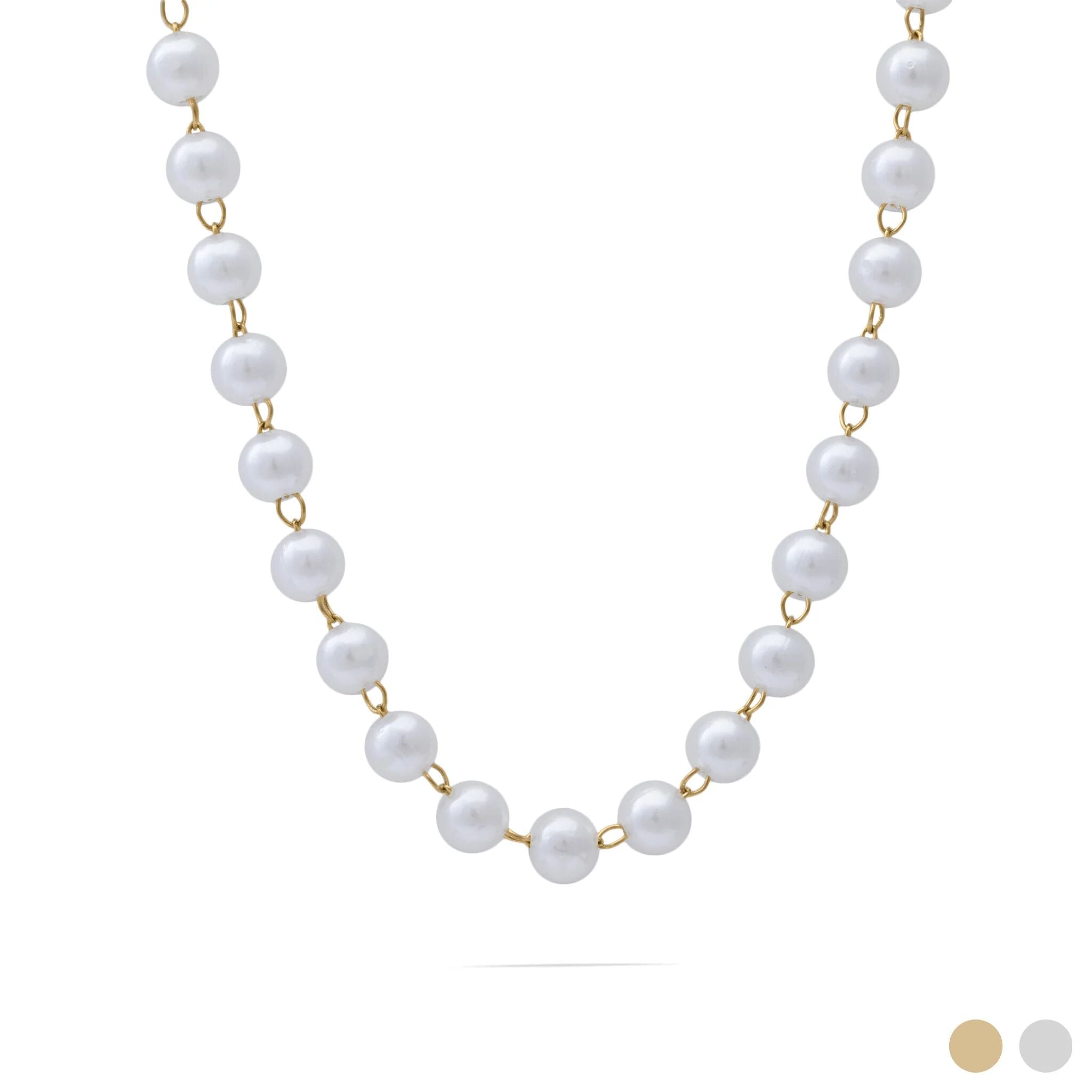 Gold Pearl Necklace – 18K Gold Necklace with Glass Pearl Strand & Adjustable Closure - Necklaces | Sunflower Soul Boutique