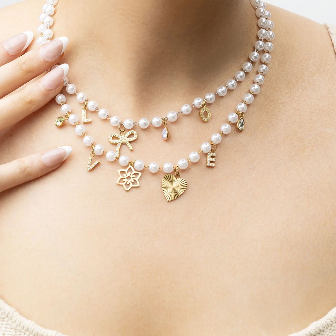 Gold Pearl Necklace – 18K Gold Necklace with Glass Pearl Strand & Adjustable Closure - Necklaces | Sunflower Soul Boutique