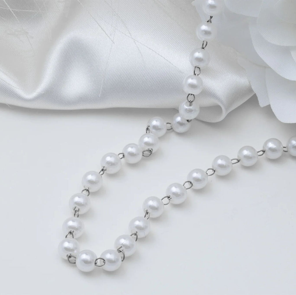 Gold Pearl Necklace – 18K Gold Necklace with Glass Pearl Strand & Adjustable Closure - Necklaces | Sunflower Soul Boutique