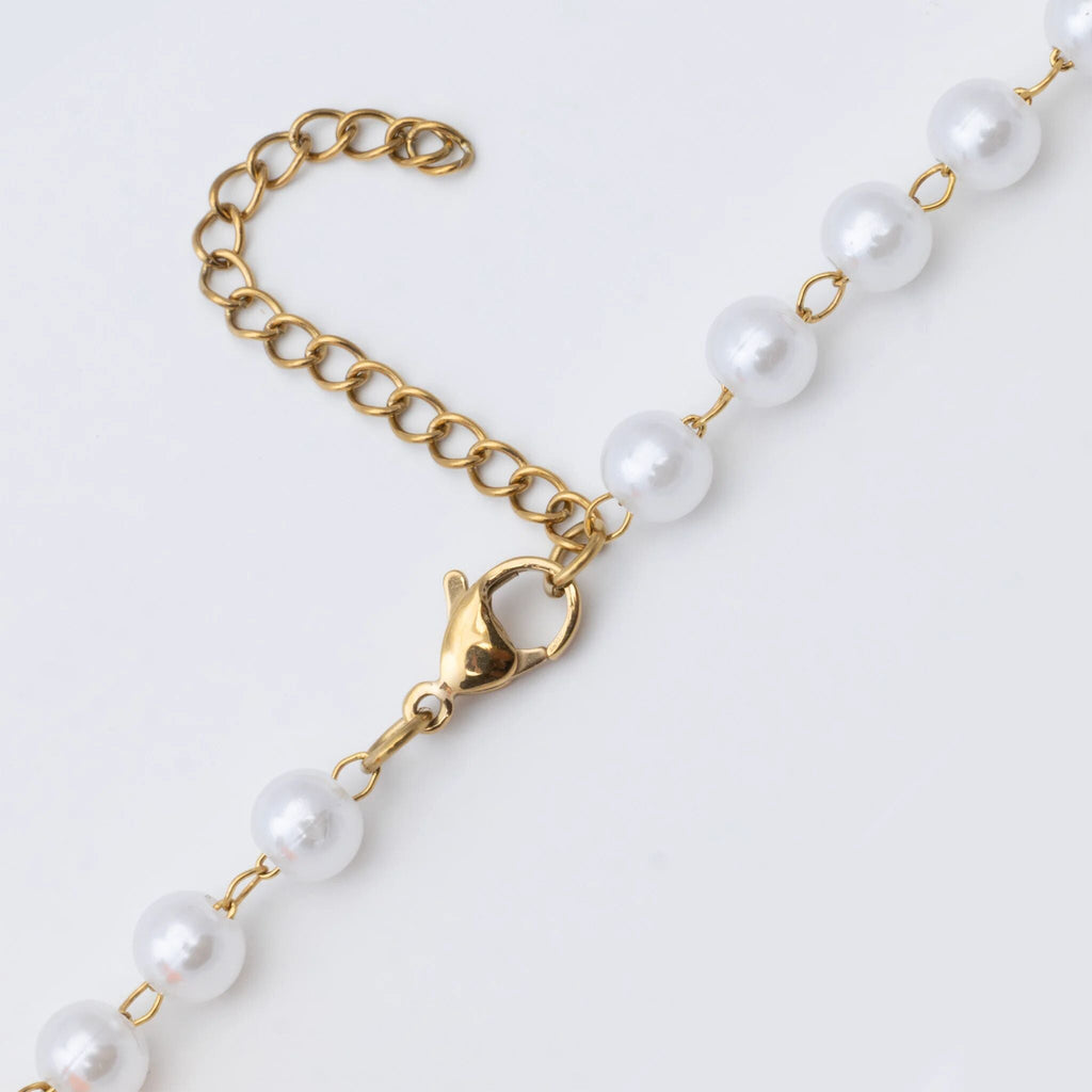 Gold Pearl Necklace – 18K Gold Necklace with Glass Pearl Strand & Adjustable Closure - Necklaces | Sunflower Soul Boutique