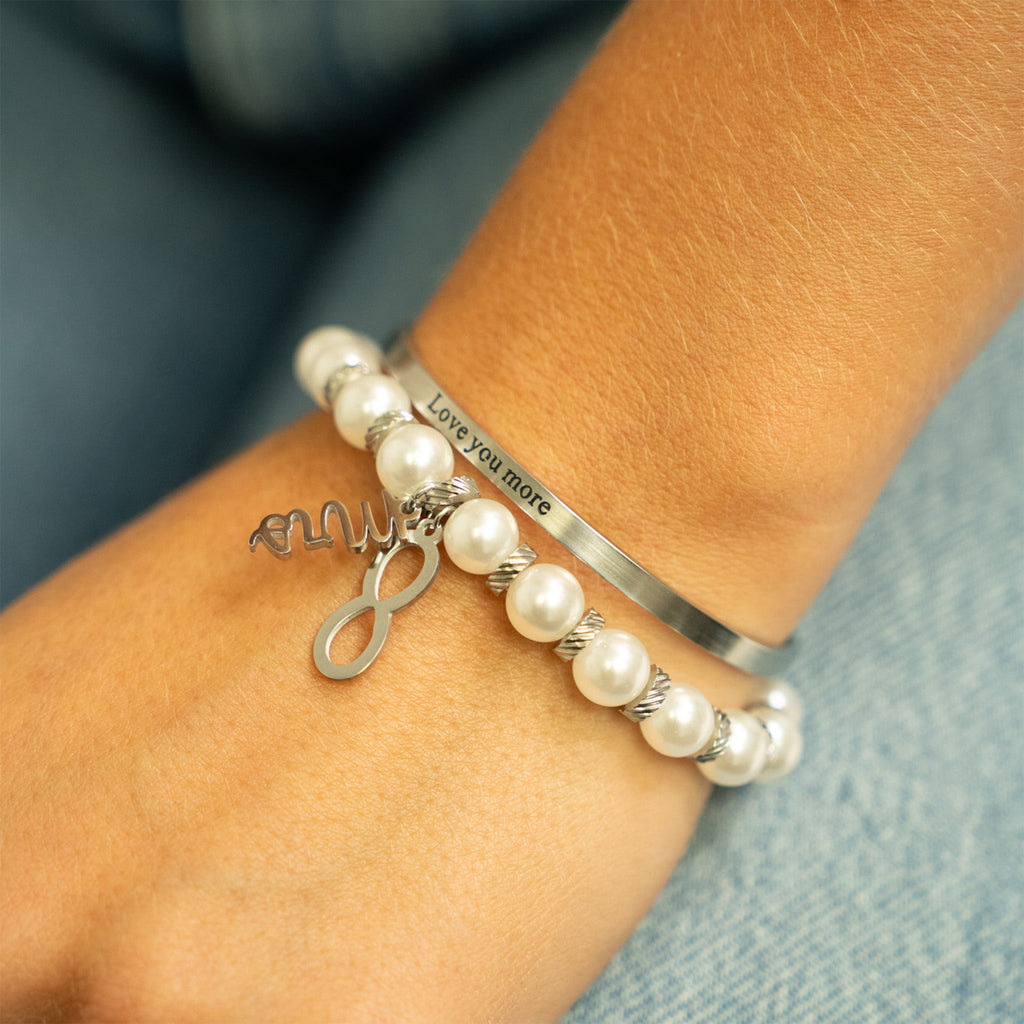 Gold Pearl Stretch Bracelet | 8mm Glass Pearls | Adjustable Fit | Tarnish Resistant Finish - Bracelets | Sunflower Soul Boutique