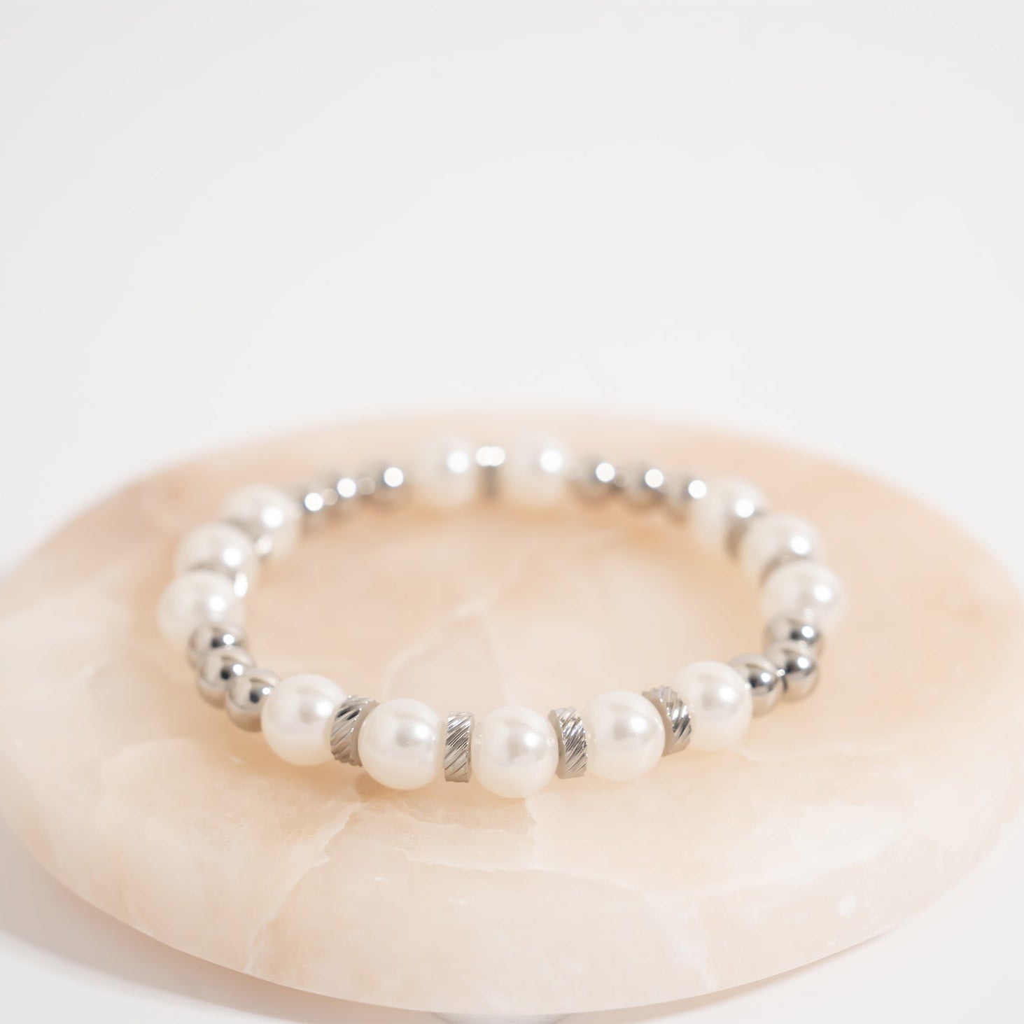 Gold Pearl Stretch Bracelet – 8mm Glass Pearls | Tarnish Resistant Gold Design - Bracelets | Sunflower Soul Boutique