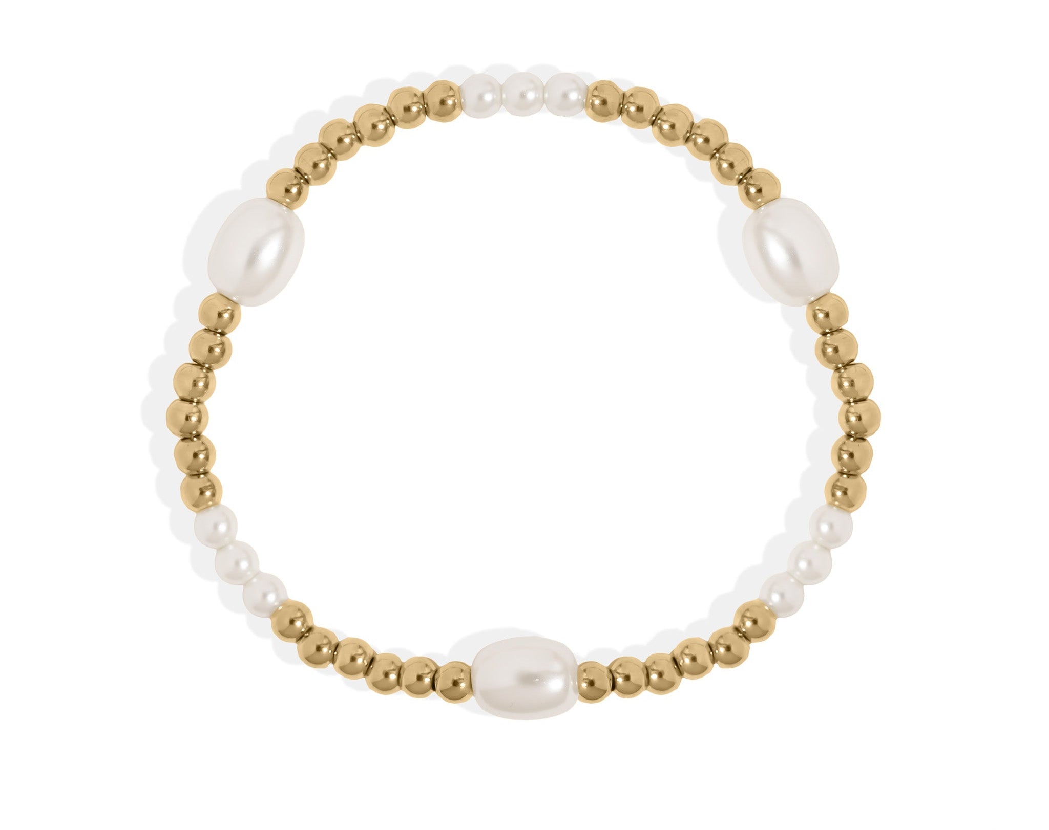 Gold Pearl Stretch Bracelet – 8mm Glass Pearls | Tarnish Resistant Jewelry - Bracelets | Sunflower Soul Boutique