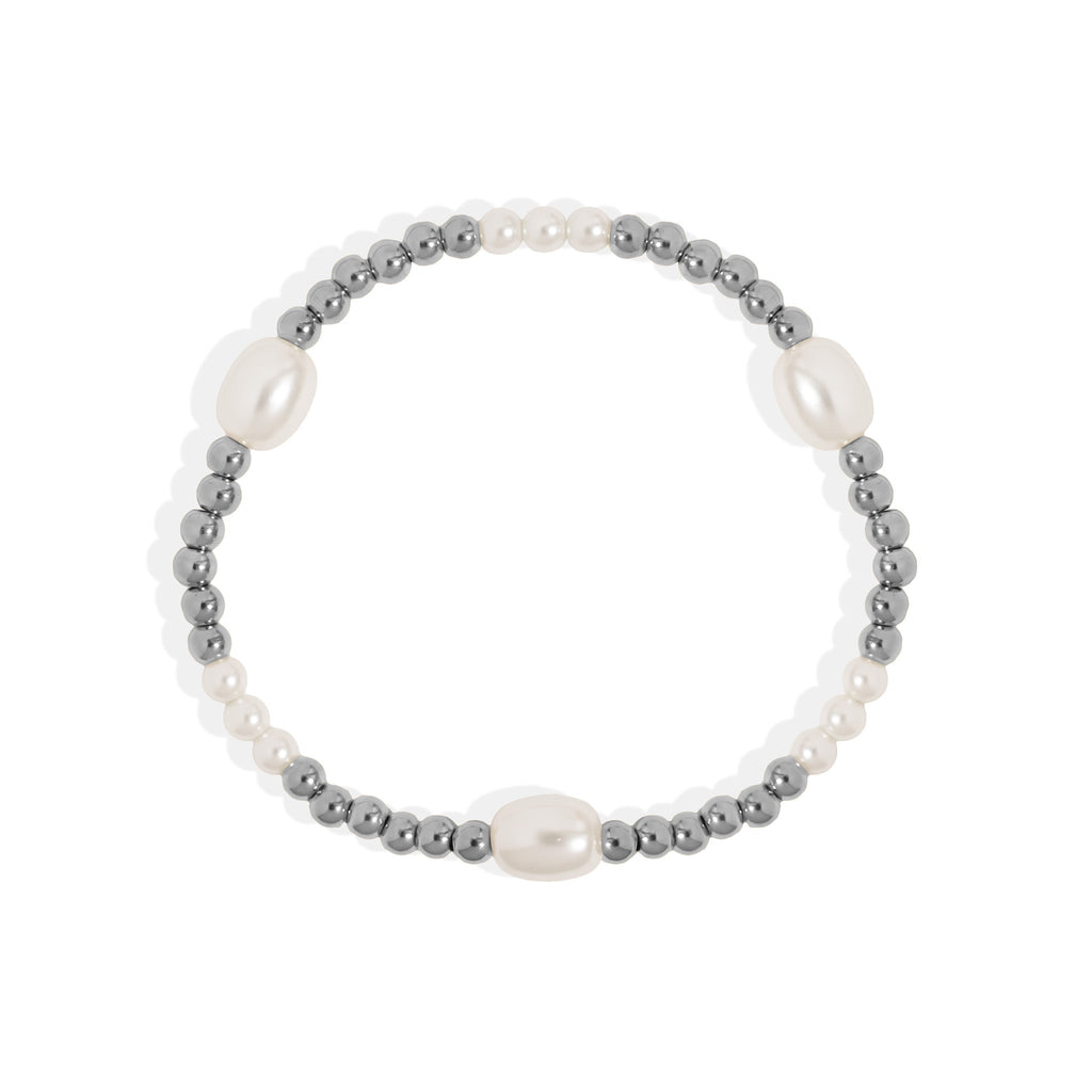 Gold Pearl Stretch Bracelet – 8mm Glass Pearls | Tarnish Resistant Jewelry - Bracelets | Sunflower Soul Boutique