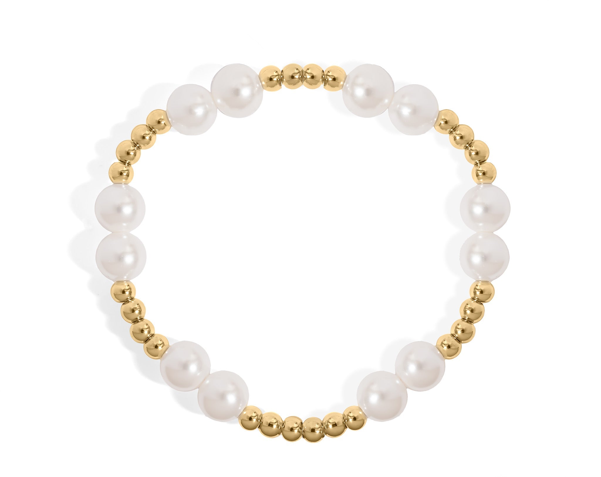 Gold Pearl Stretch Bracelet – Adjustable Fit with 8mm Glass Pearls & Tarnish Resistant Finish - Bracelets | Sunflower Soul Boutique