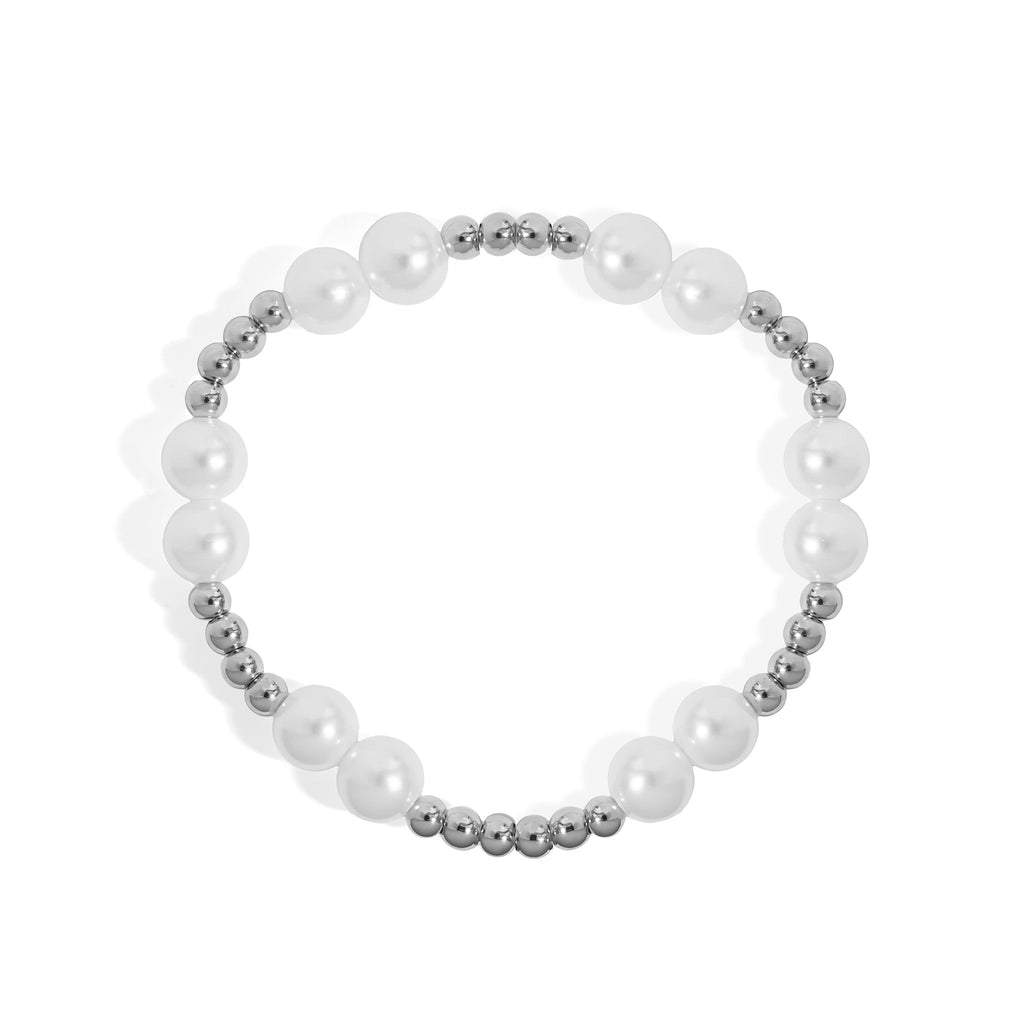Gold Pearl Stretch Bracelet – Adjustable Fit with 8mm Glass Pearls & Tarnish Resistant Finish - Bracelets | Sunflower Soul Boutique