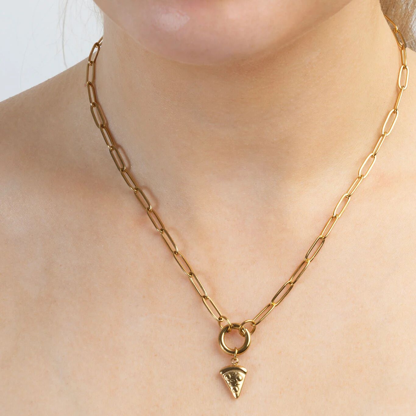 Gold Pizza Charm - 18K Gold PVD Stainless Steel Enamel Pendant Accessory - Charms | Sunflower Soul Boutique