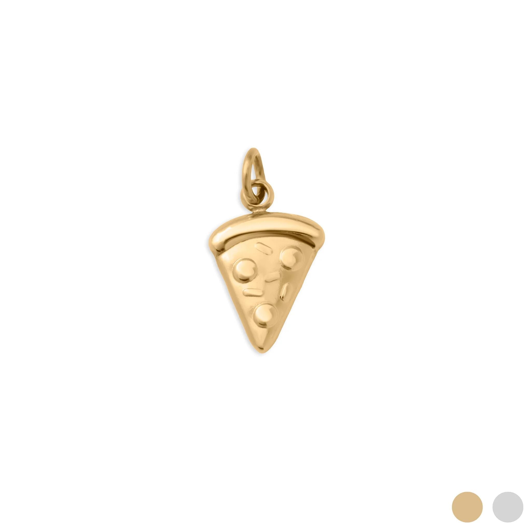 Gold Pizza Charm - 18K Gold PVD Stainless Steel Enamel Pendant Accessory - Charms | Sunflower Soul Boutique