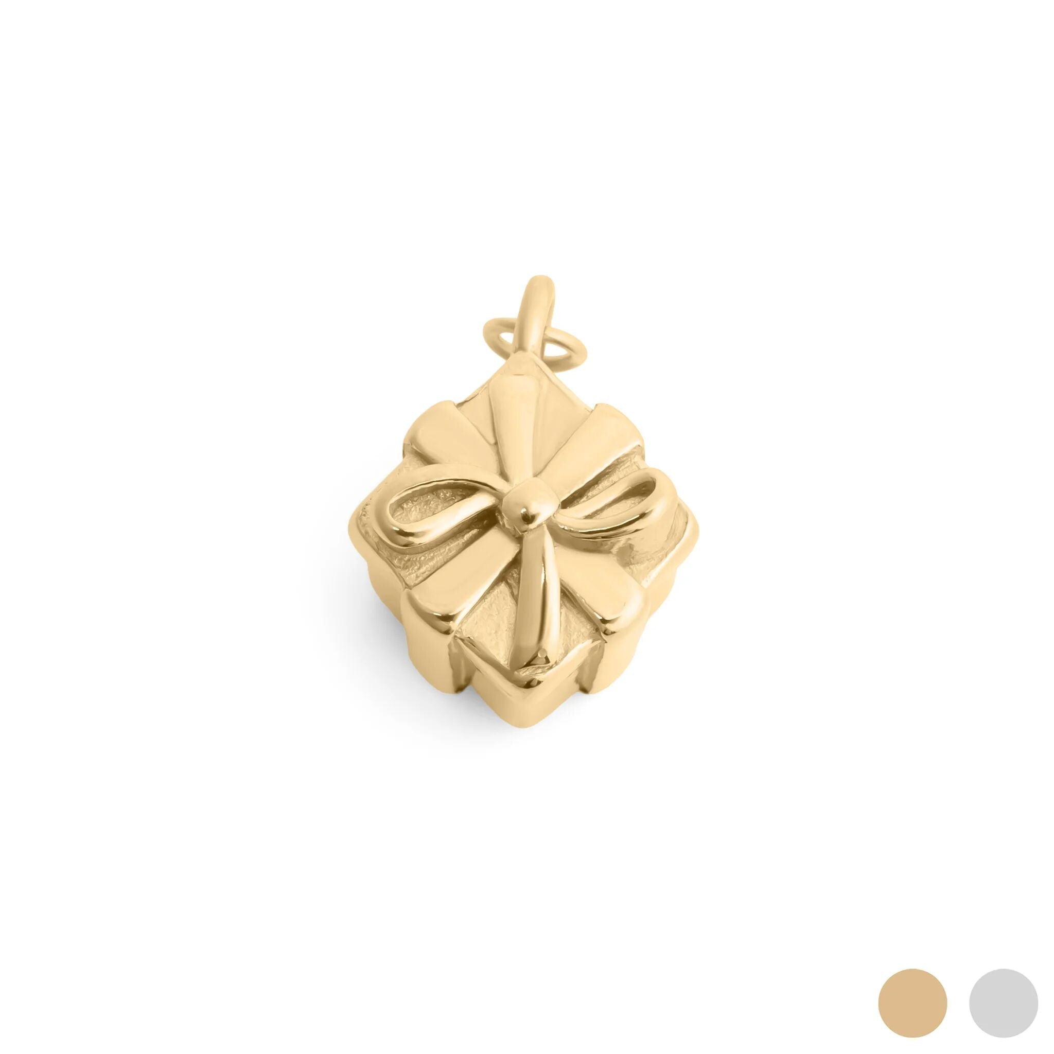 Gold Present Charm – 18K Gold Charm with Lobster Claw Clasp | Polished Finish Pendant - Charms | Sunflower Soul Boutique