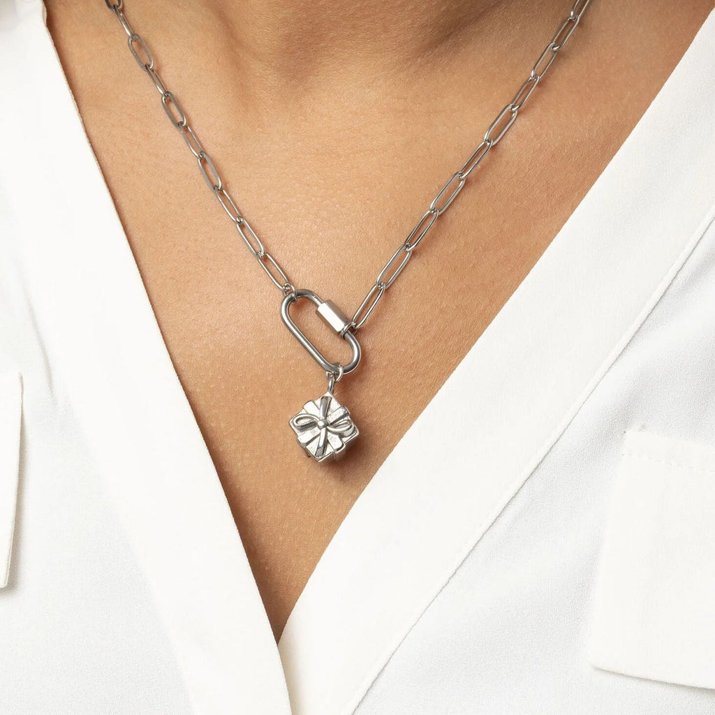 Gold Present Charm – 18K Gold Charm with Lobster Claw Clasp | Polished Finish Pendant - Charms | Sunflower Soul Boutique