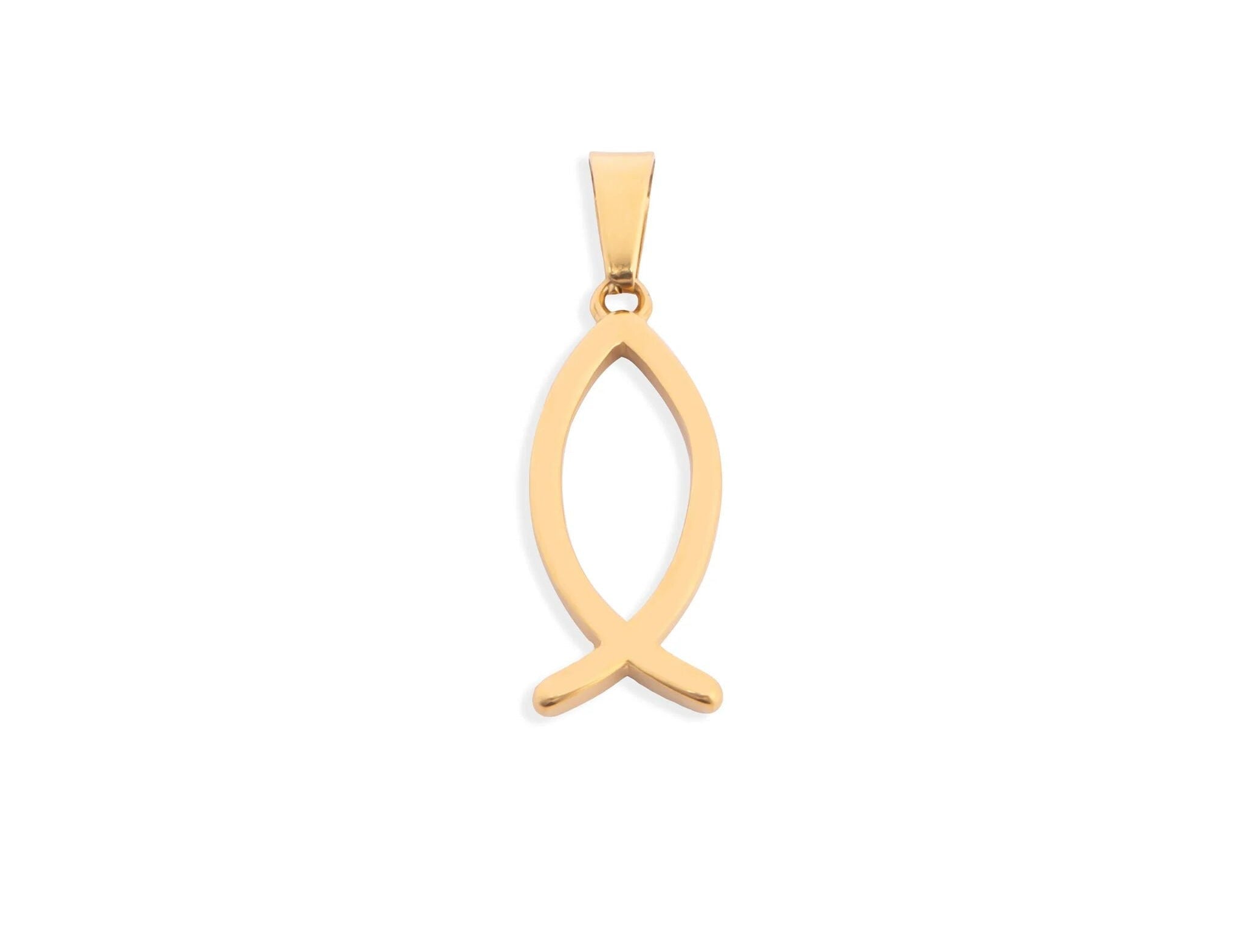 Gold Religious Fish Charm – 18K Gold PVD Coated Stainless Steel Pendant - Charms | Sunflower Soul Boutique