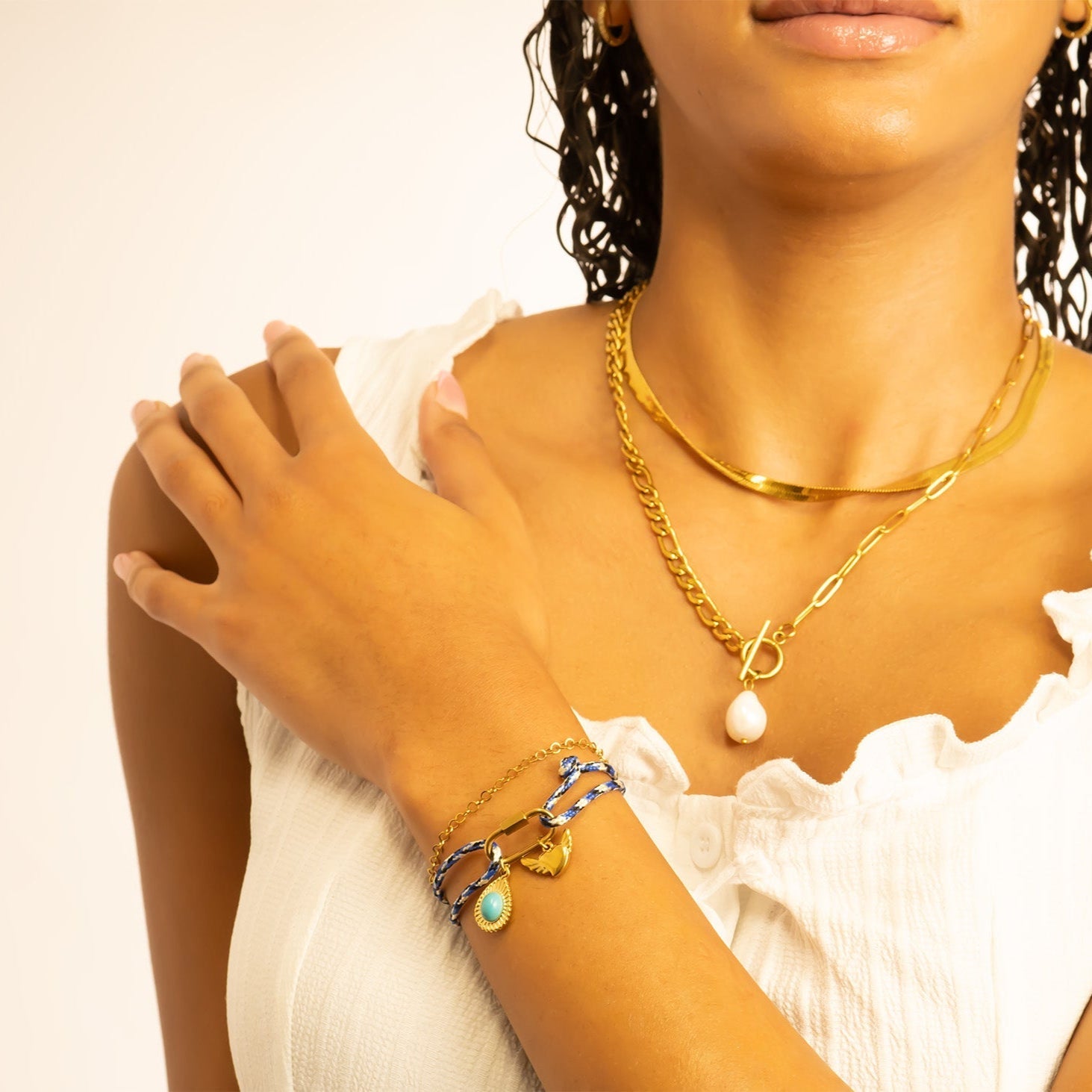 Gold Rope Bracelet – 18K Gold PVD Coated Stainless Steel With Carabiner Clasp - Bracelets | Sunflower Soul Boutique
