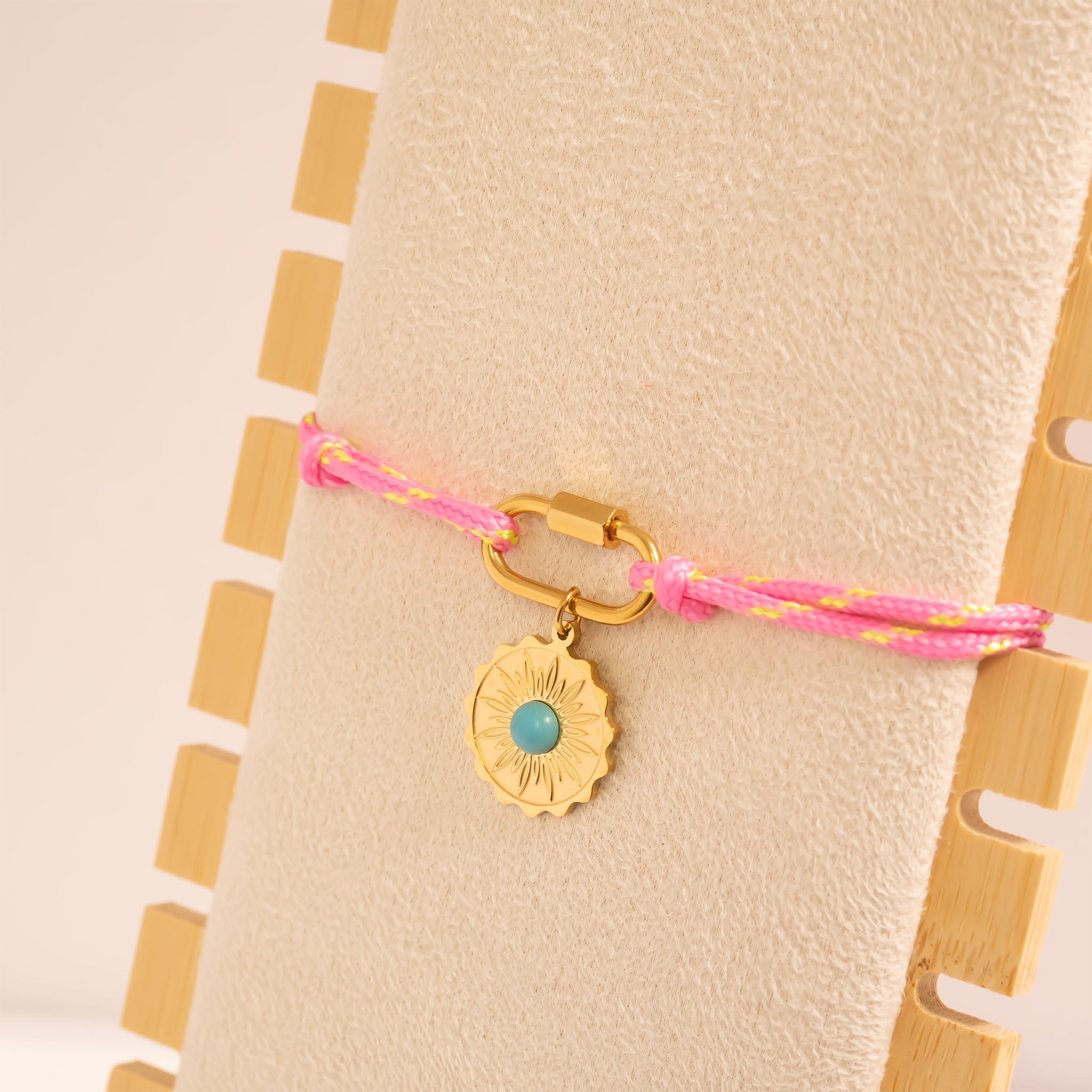 Gold Rope Bracelet – Adjustable Pink Rope Jewelry | 18K PVD Gold Stainless Steel - Bracelets | Sunflower Soul Boutique