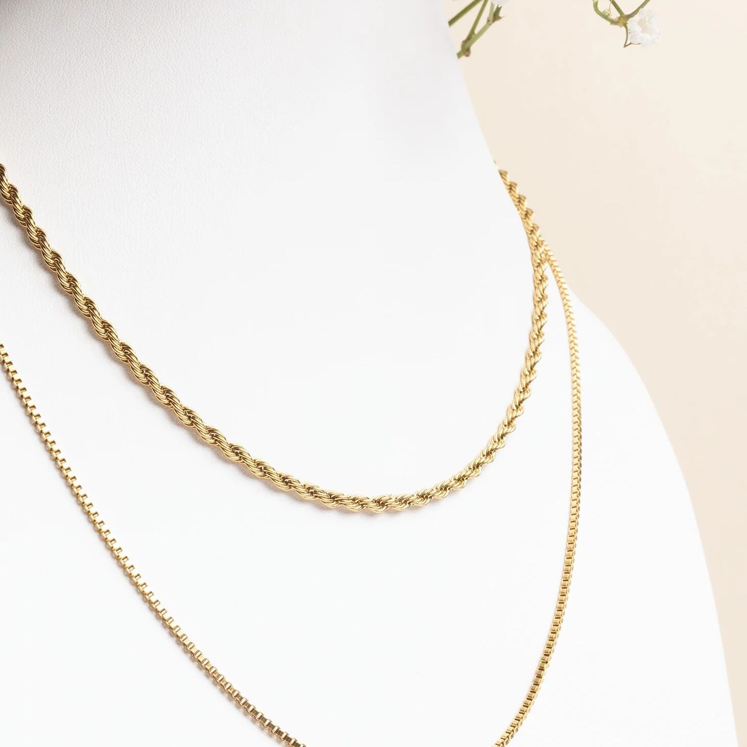 Gold Rope Chain Necklace - 14K Gold Filled Jewelry | Tarnish Resistant, 16" - Chains | Sunflower Soul Boutique
