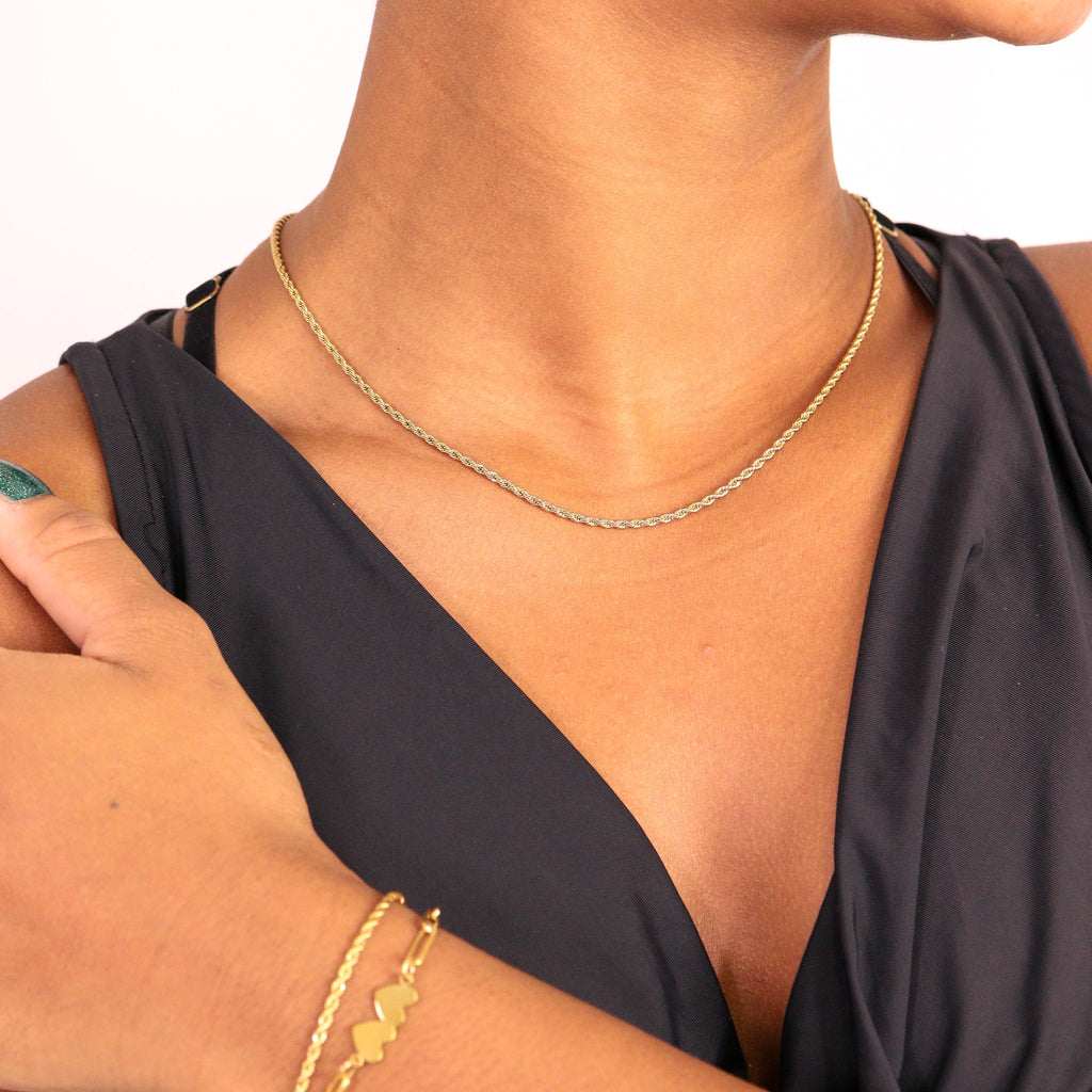 Gold Rope Chain Necklace – Lightweight 18K Stainless Steel Durable Jewelry - Chain | Sunflower Soul Boutique