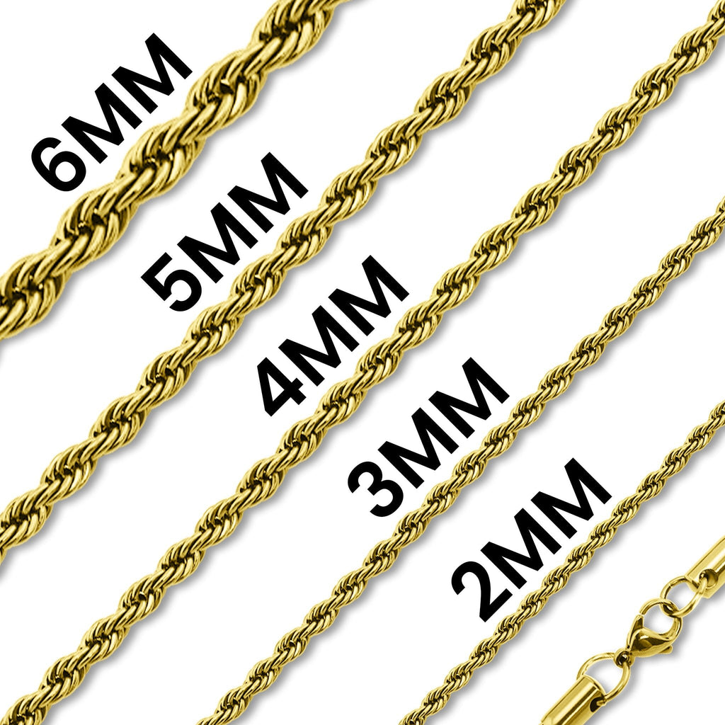 Gold Rope Chain Necklace – Lightweight 18K Stainless Steel Durable Jewelry - Chain | Sunflower Soul Boutique