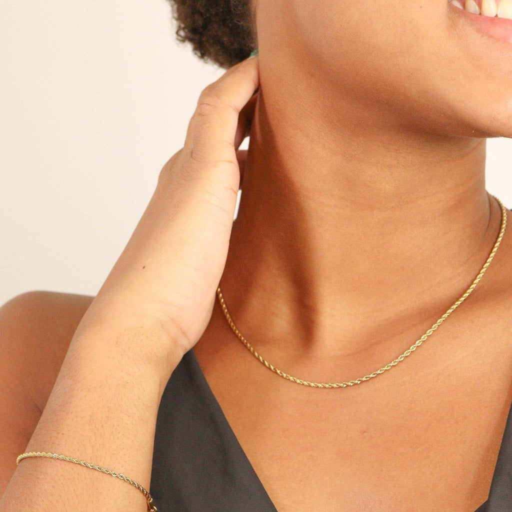 Gold Rope Chain Necklace – Lightweight 18K Stainless Steel Durable Jewelry - Chain | Sunflower Soul Boutique