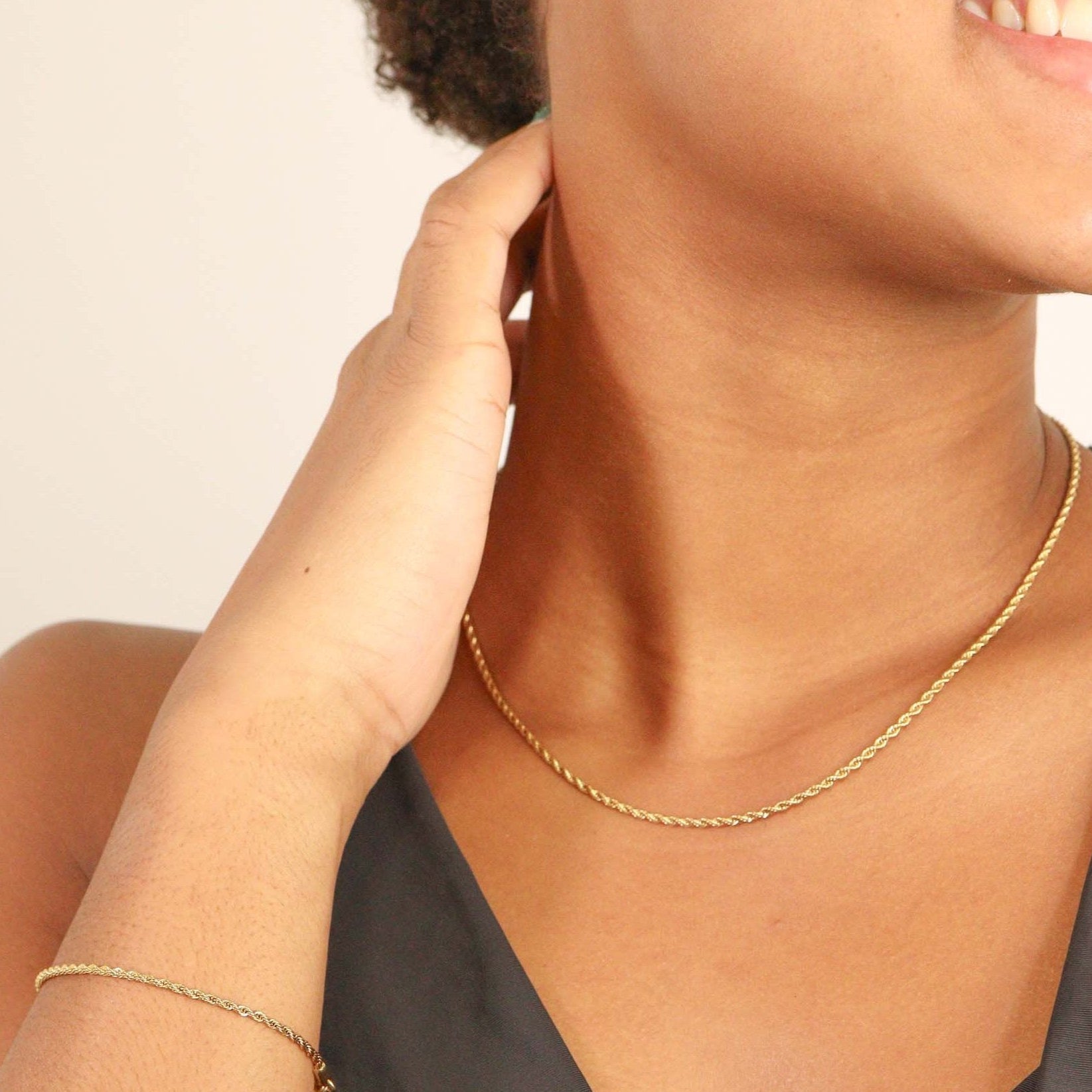 Gold Rope Chain Necklace – Lightweight 18K Stainless Steel Durable Jewelry - Chain | Sunflower Soul Boutique