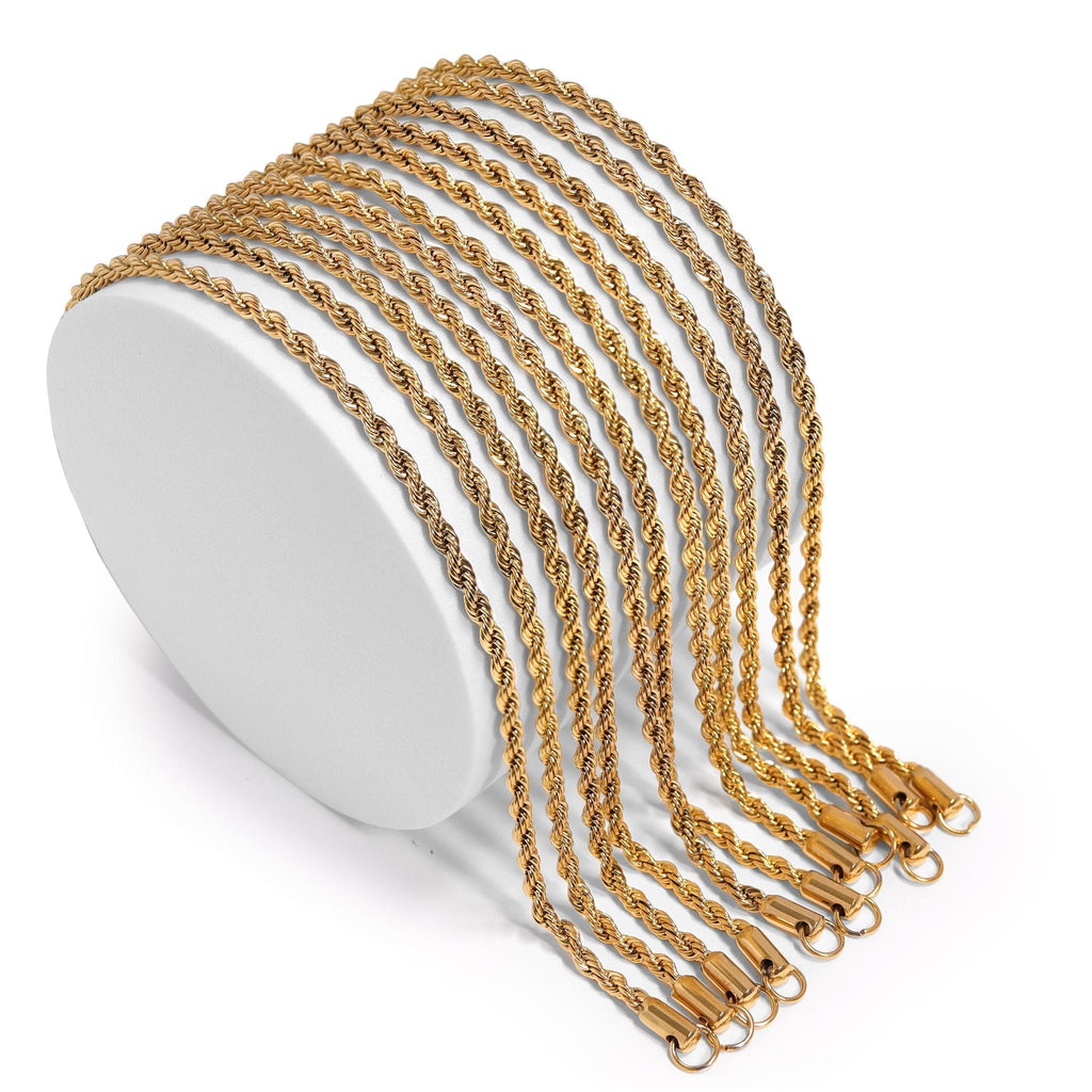 Gold Rope Chain Necklace – Lightweight 18K Stainless Steel Durable Jewelry - Chain | Sunflower Soul Boutique