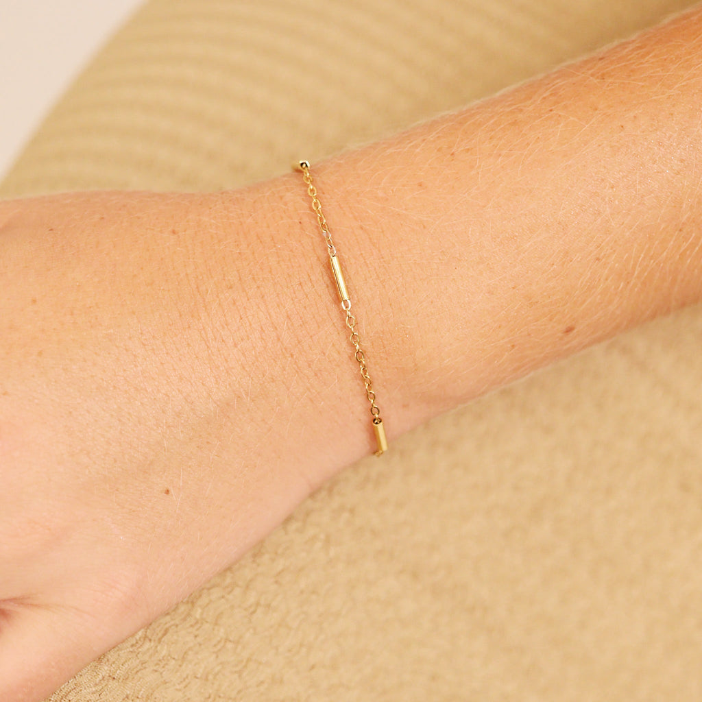 Gold Satellite Chain Bracelet – Lightweight 18K Gold Bar Chain, Hypoallergenic & Durable - Bracelets | Sunflower Soul Boutique